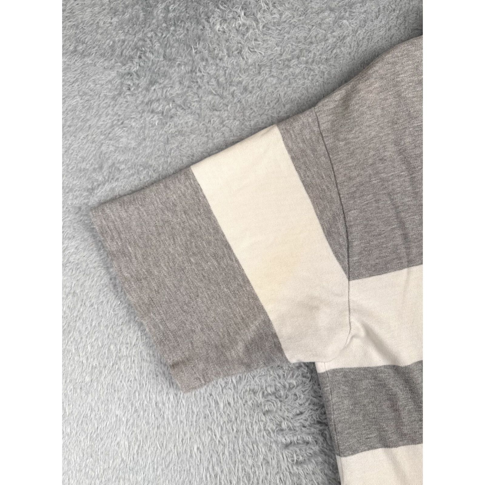 Ralph Lauren VINTAGE Ralph Lauren Polo Shirt XL Gray White Stripe Cotton Knit Mens Size US XL / EU 56 / 4 - 3 Thumbnail