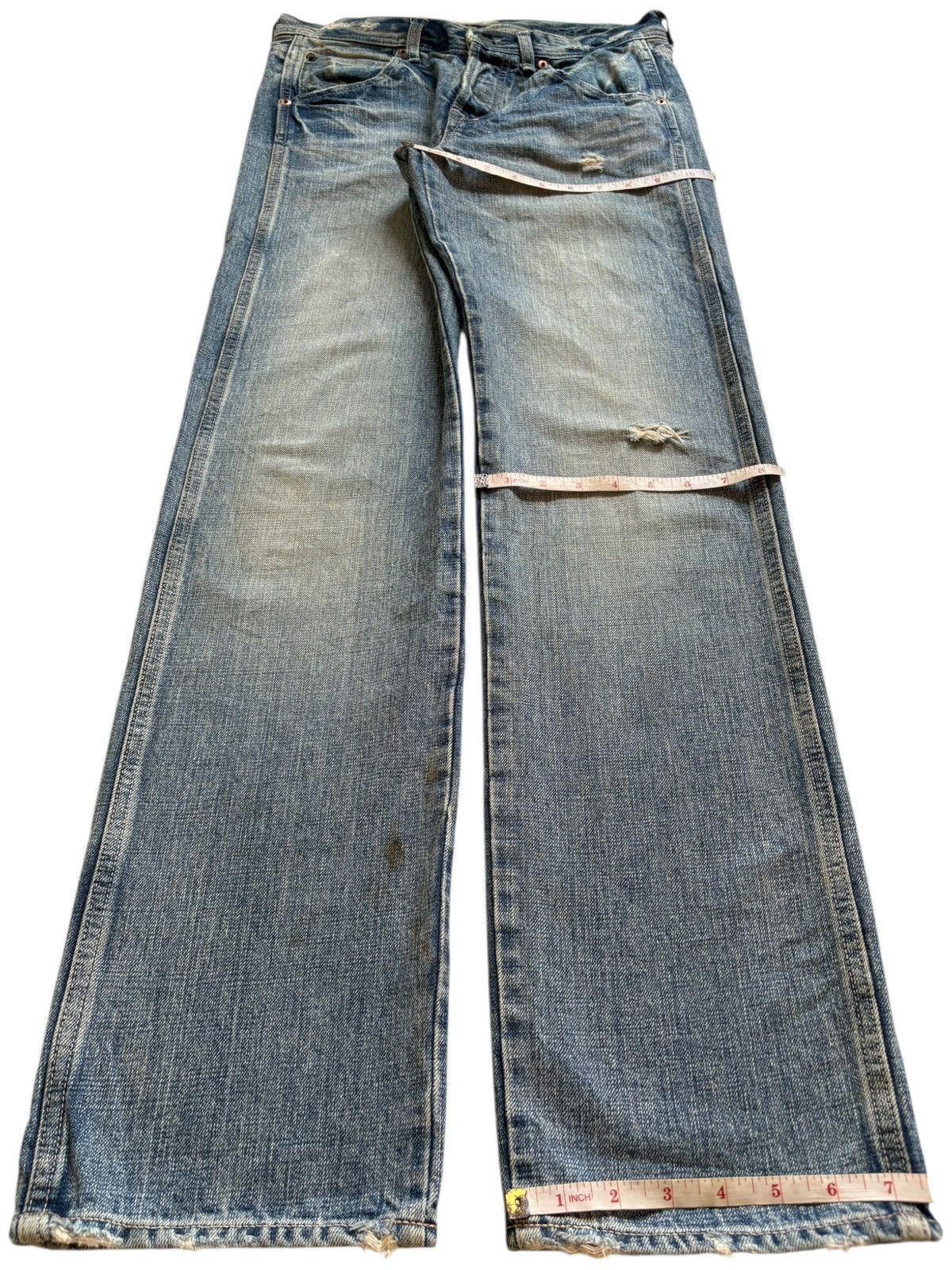 Japanese Brand Vintage DMG Buckle Back Faded Wash Distressed Jeans Size US 30 / EU 46 - 13 Thumbnail