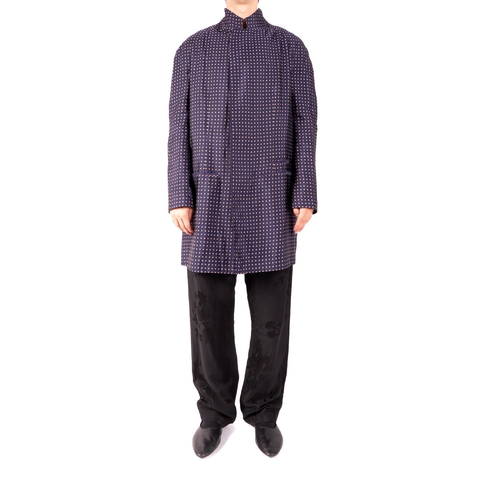 Haider Ackermann SS14 Classic Raglan Coat in Blue & Gold Silk Jacquard Size US XL / EU 56 / 4 - 7 Thumbnail