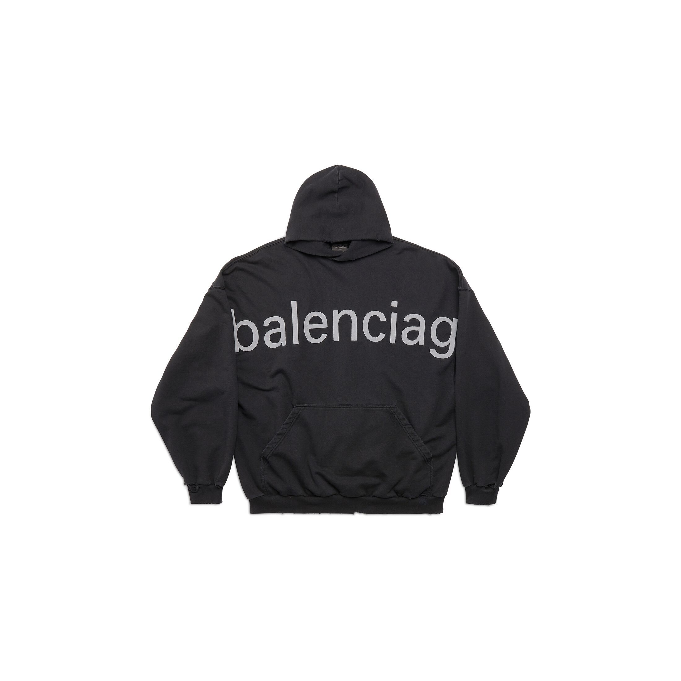 image of Balenciaga Hoodie Half Zip Up Monogram Logo 739024Tovn98151 in Black, Men's (Size Medium)