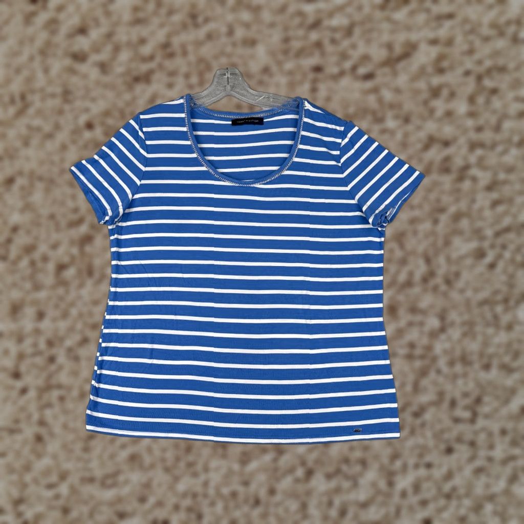 Tommy Hilfiger Tommy Hilfiger Shirt Women Adult XL Blue Striped Scoop Neck Short Sleeve Logo T-Shirt Casual Womens Size XL / US 12-14 / IT 48-50 - 1 Thumbnail