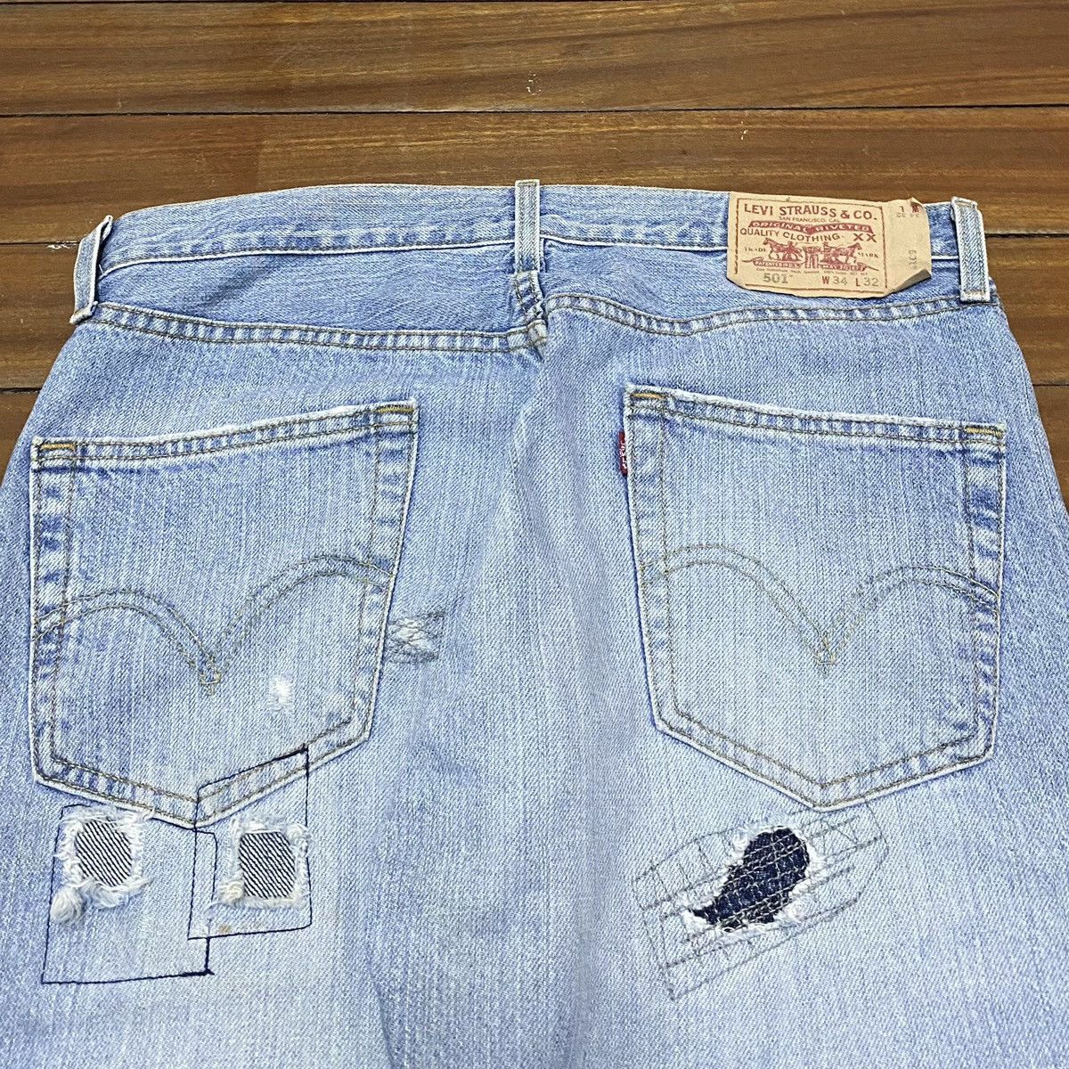 Levi's Rare Design Vintage Brand Levis 501 Patchwork Jeans 2005s Size US 34 / EU 50 - 4 Thumbnail