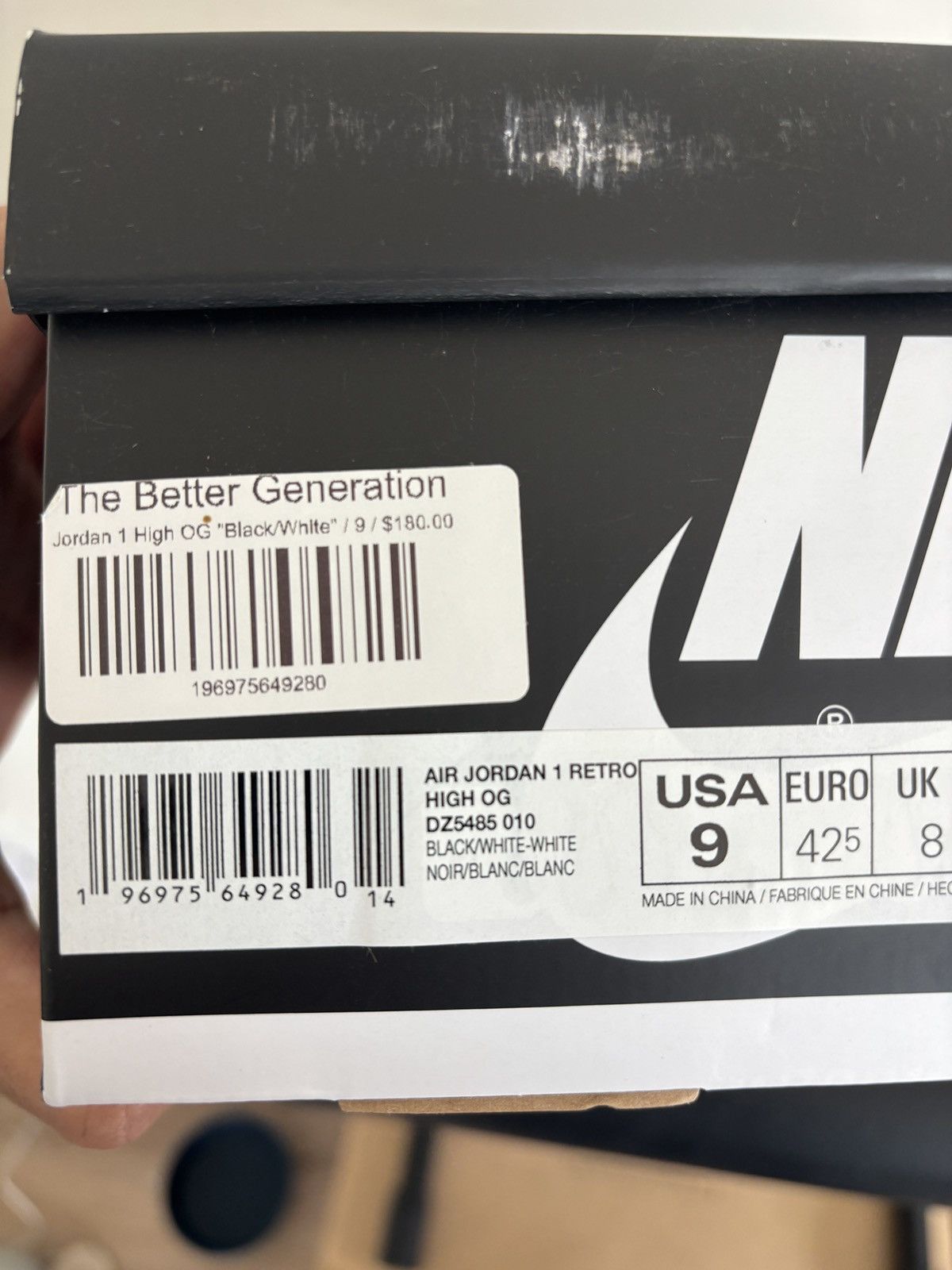 Jordan Brand Jordan 1 High Black White 2024 Size US 9 / EU 42 - 7 Thumbnail