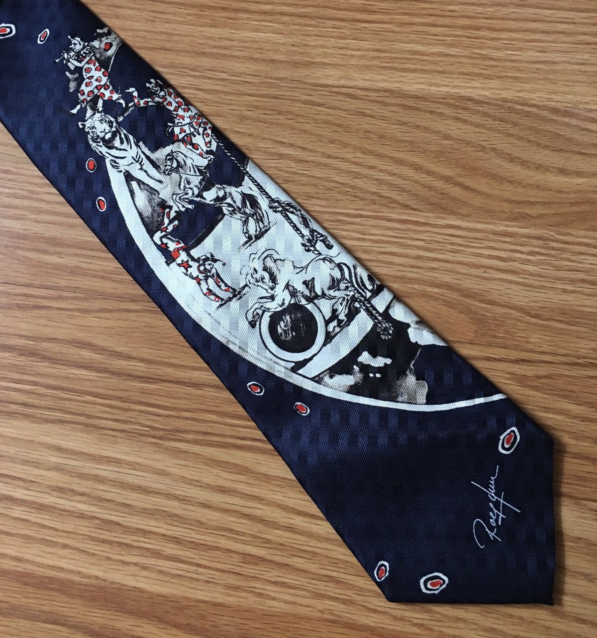 Designer Rolf Knie LEHNER Circus Design Print Silk Mens Tie Size ONE SIZE - 4 Thumbnail