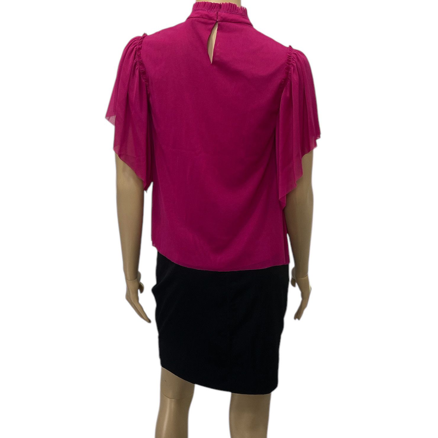 Vivienne Tam Pink Gathered Pleated High Neck Top Size XS / US 0-2 / IT 36-38 - 4 Thumbnail