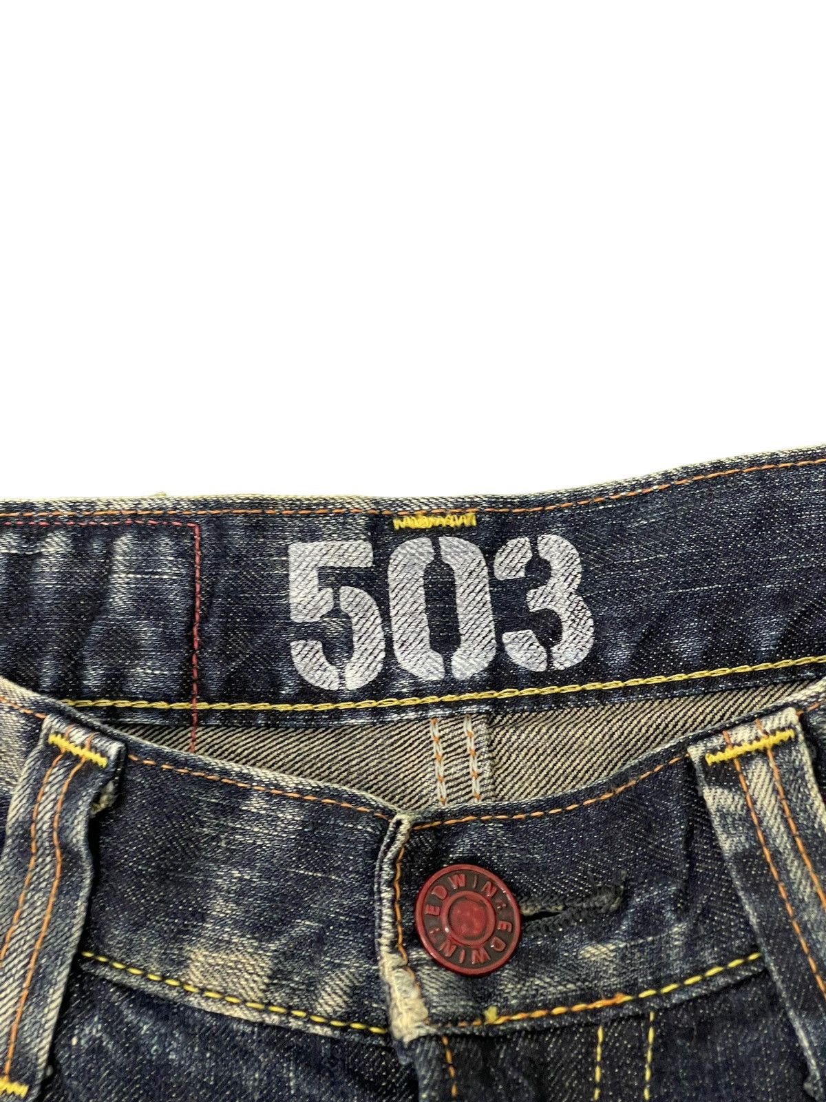 Edwin Flare Jeans Edwin Japan Faded Distress Boot Cut 6🟦8 Size US 31 - 10 Thumbnail