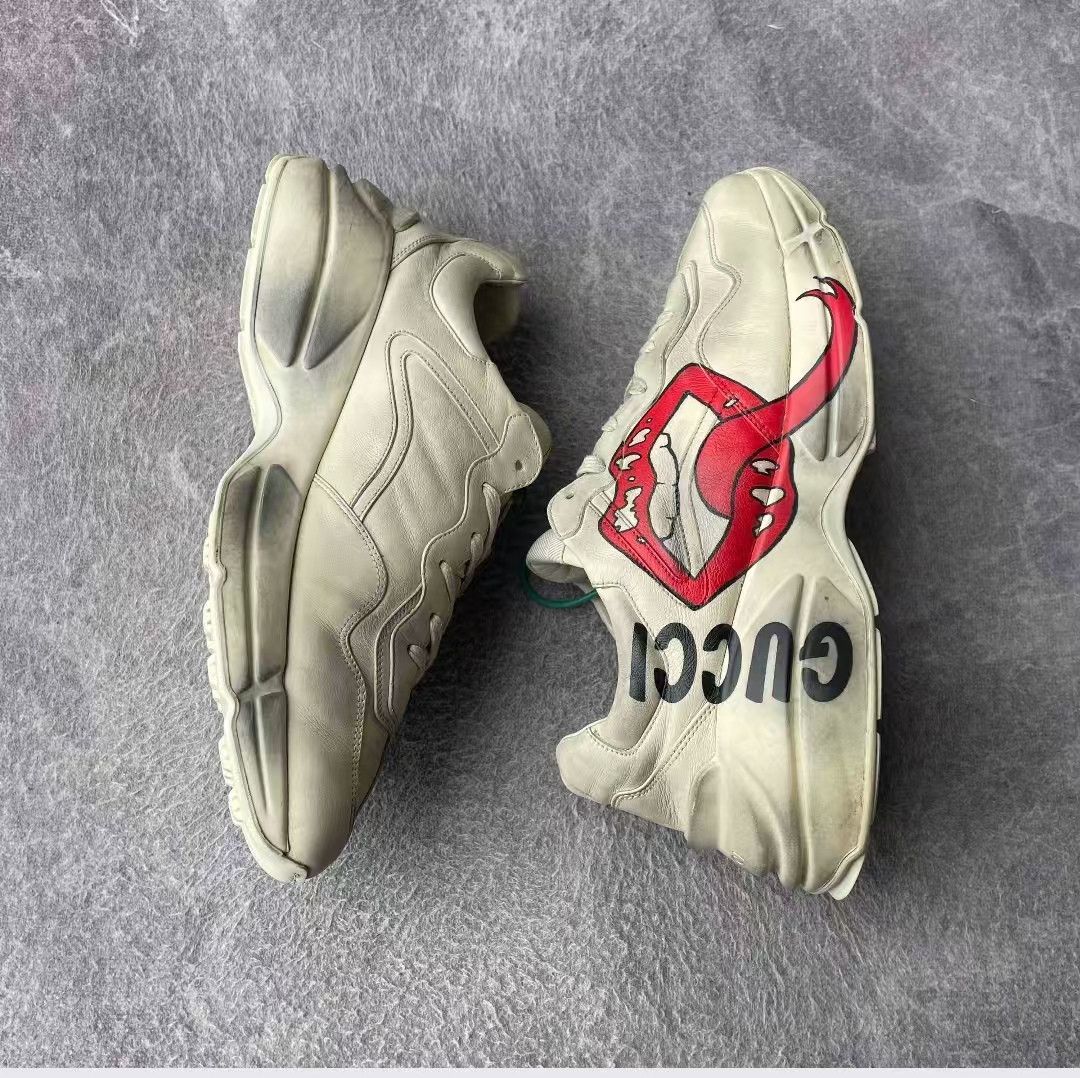 Gucci gucci rhytone white distressed red lips sneakers-yw Size US 11 / EU 44 - 7 Thumbnail