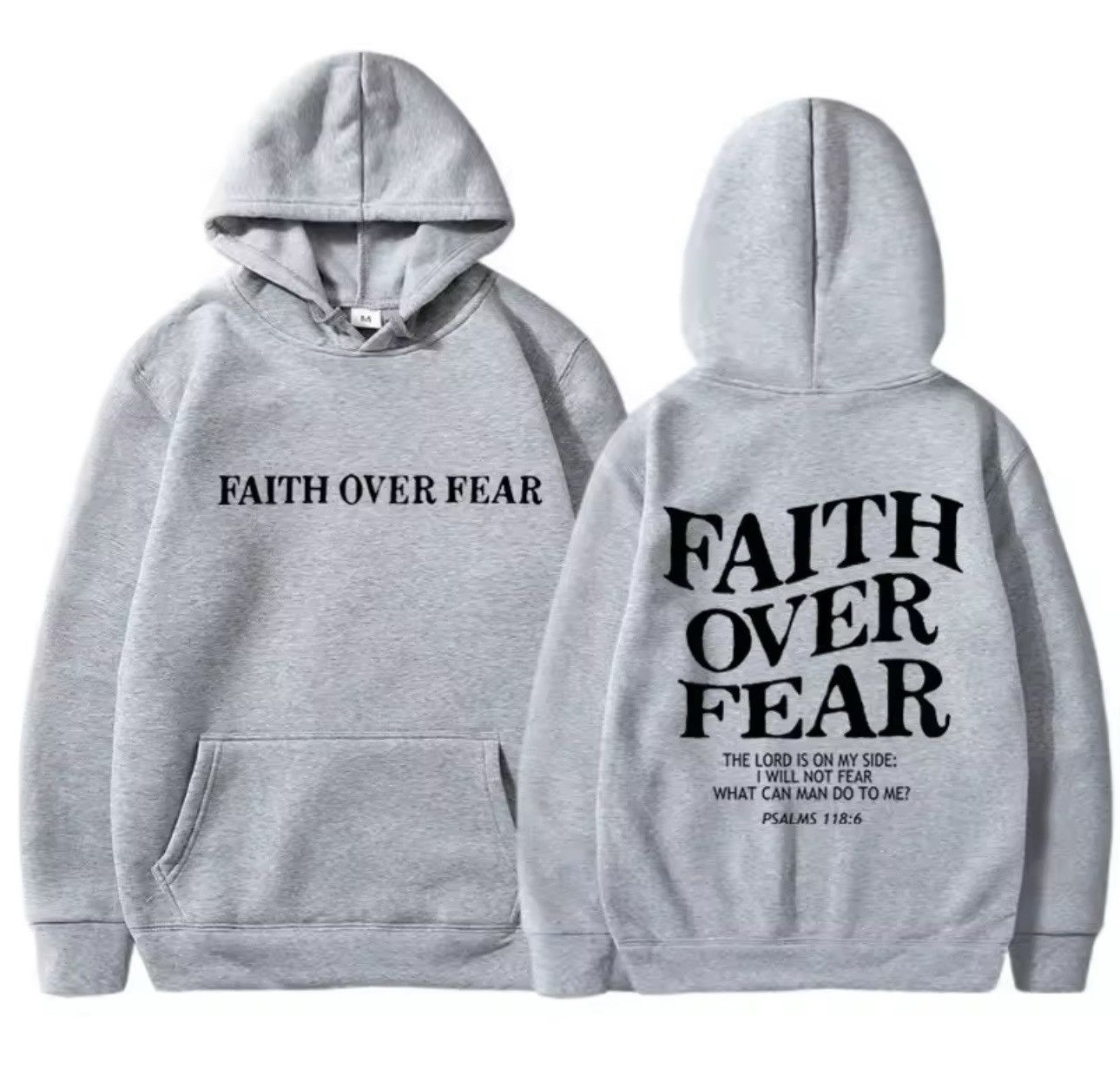 Japanese Brand Hoodie “Faith Over Fear” Grey Size US M / EU 48-50 / 2 - 1 Thumbnail