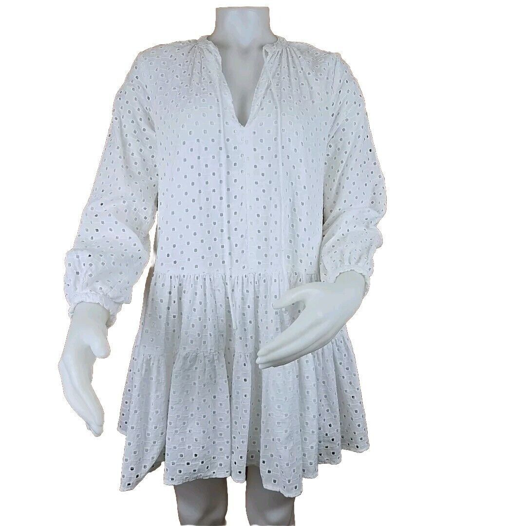 Asos ASOS Broderie Boho Dress UK8 US 4 White Cotton Trapeze Floun Size S / US 4 / IT 40 - 10 Thumbnail