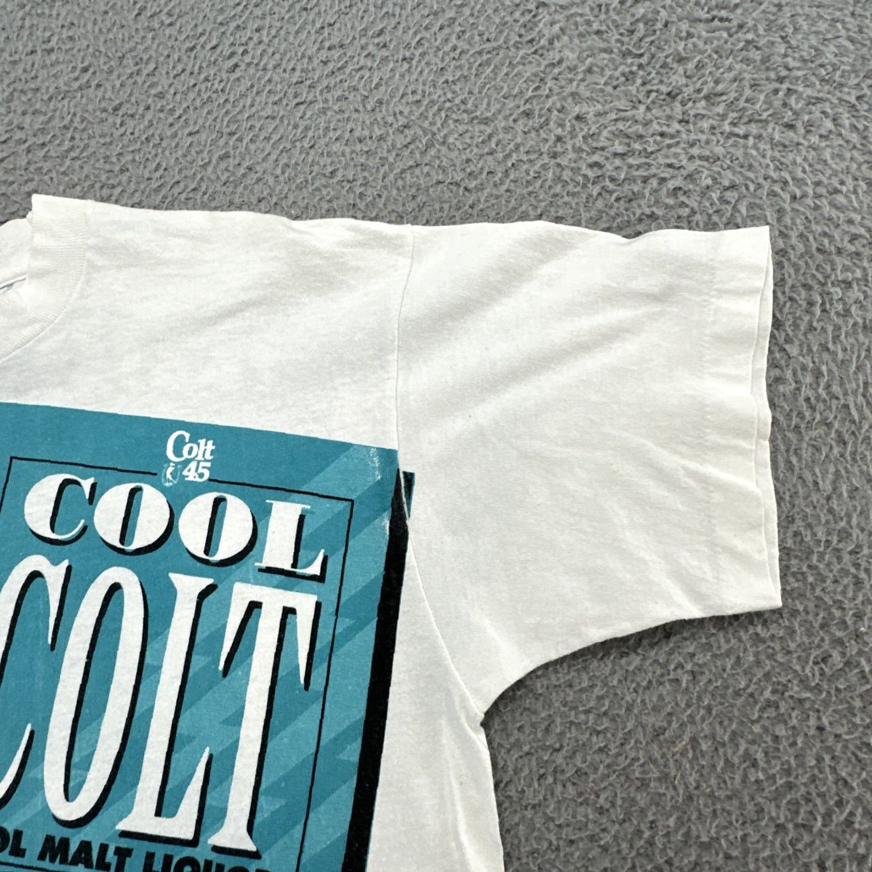 Fruit Of The Loom VINTAGE 90s Cool Colt 45 Malt Liquor AOP Single Stitch Size Large Taste The Cool T-Shirt Mens White 90s Vintage Size US L / EU 52-54 / 3 - 2 Thumbnail