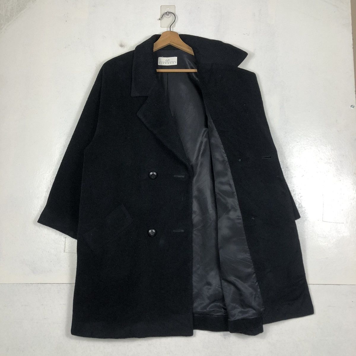 Designer × Givenchy × Vintage 📌RICH BLACK DOUBLE COLLAR WOOL LONG JACKET GIVENCHY Size US M / EU 48-50 / 2 - 12 Thumbnail