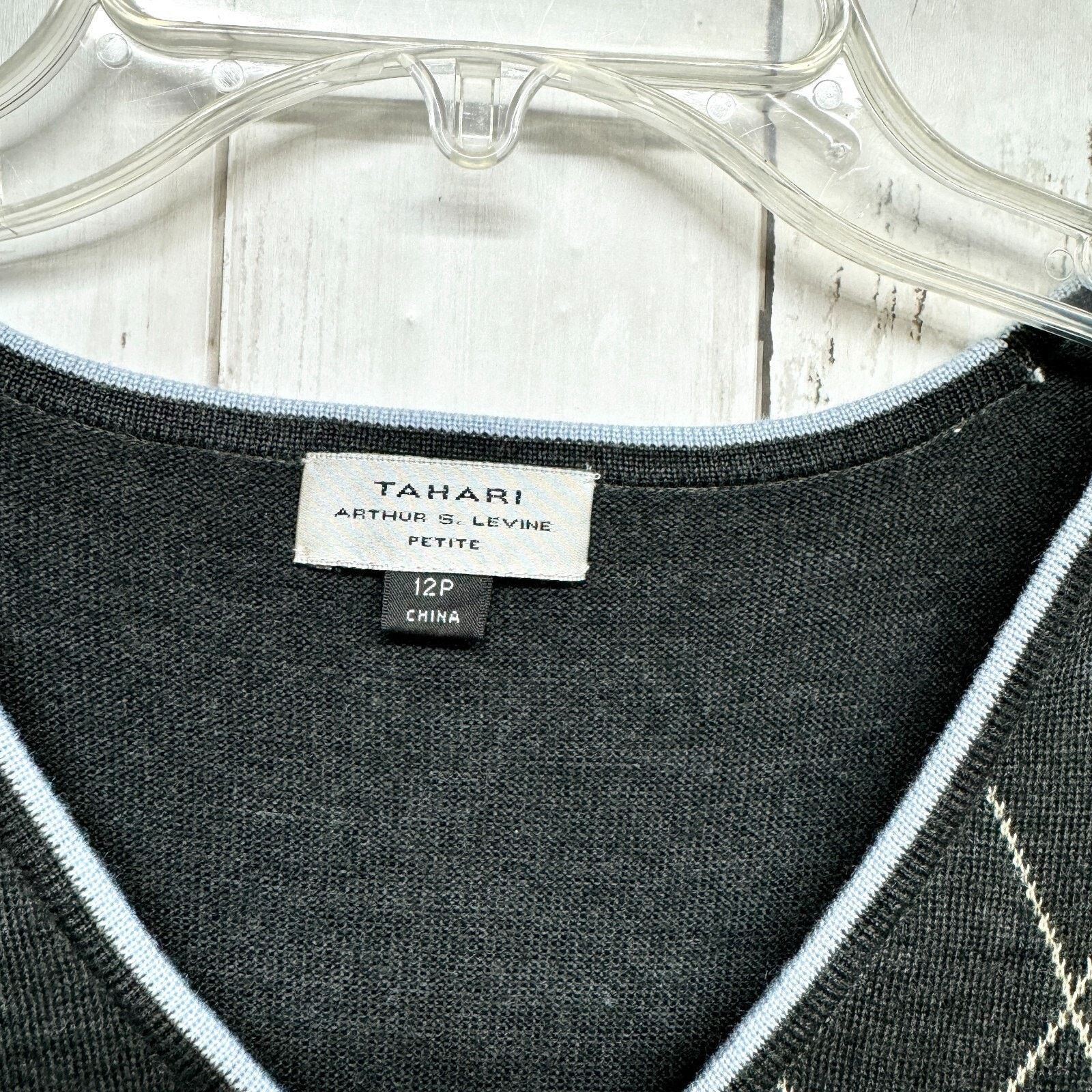 Elie Tahari Tahari Vest 12P Gray Button Down Wool Blend Sleeveless Plaid Size XL / US 12-14 / IT 48-50 - 2 Thumbnail