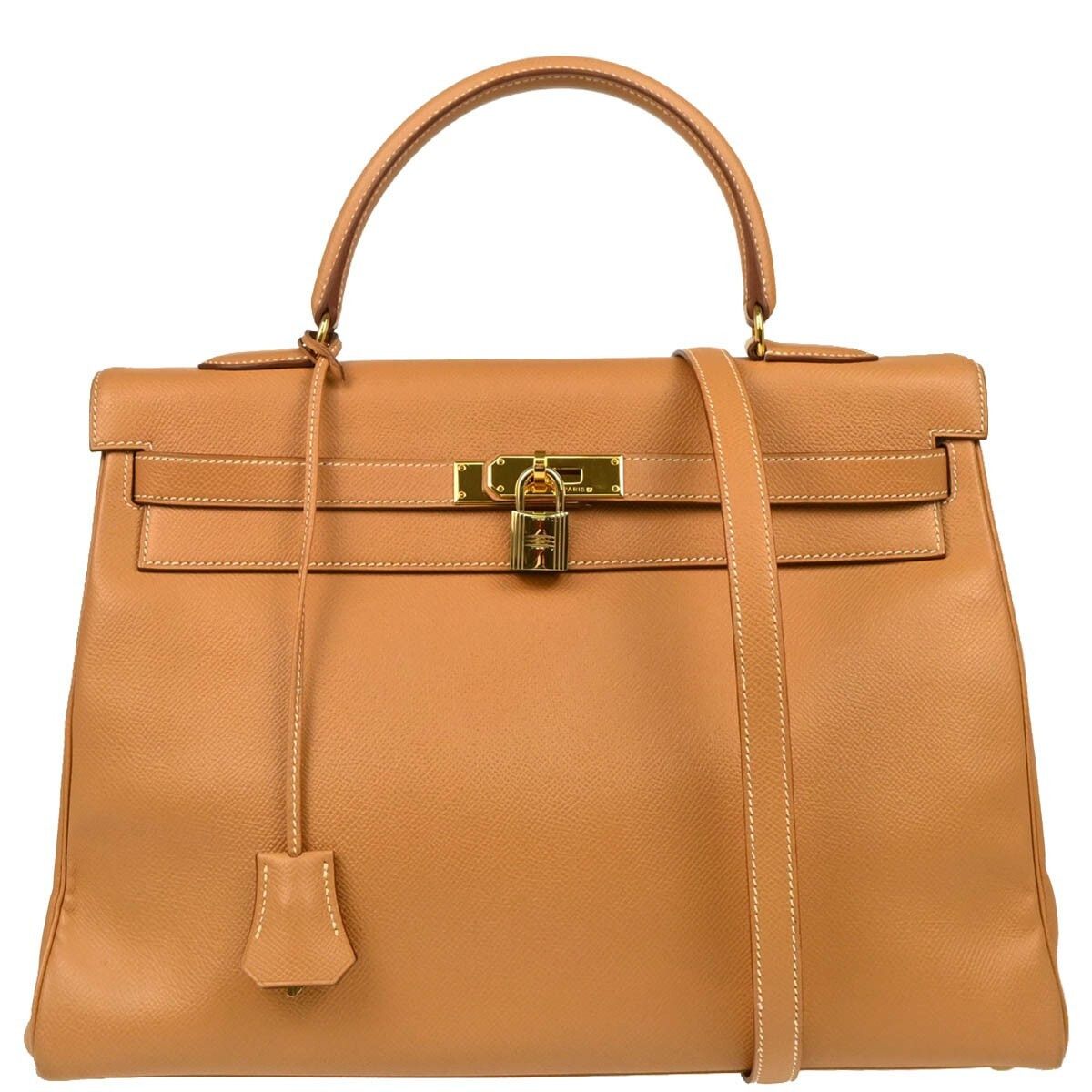 Hermes Hermes Kelly Handbag Brown Courchevel with Gold Hardware Size ONE SIZE - 1 Thumbnail