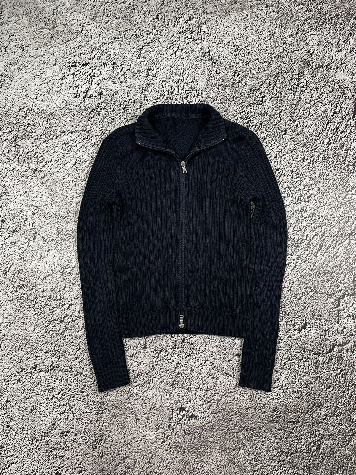 Vintage Vintage Y2K zip up ribbed sweater avantgarde oldmoney S Size S / US 4 / IT 40 - 1 Thumbnail
