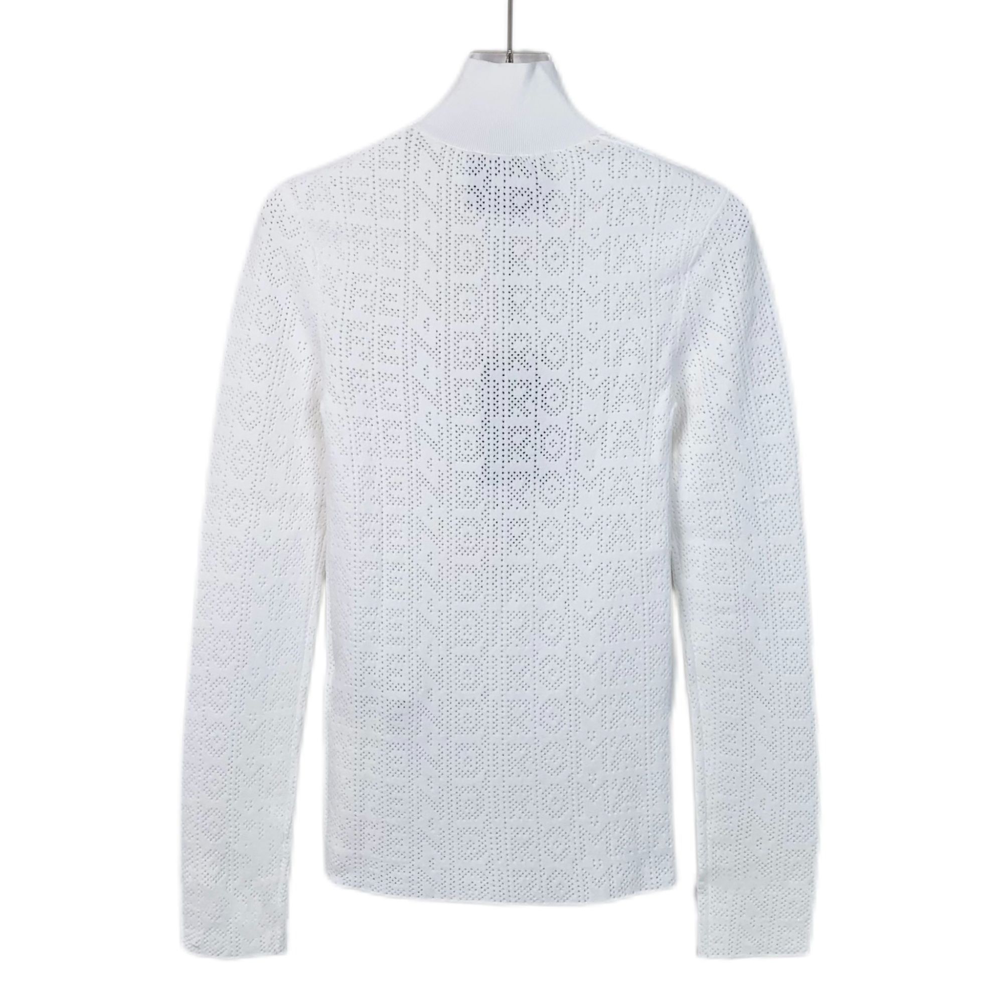 Fendi Fendi White Logo Full Print Hollow-Out Long Sleeve Shirt Siz Size M / US 6-8 / IT 42-44 - 7 Thumbnail