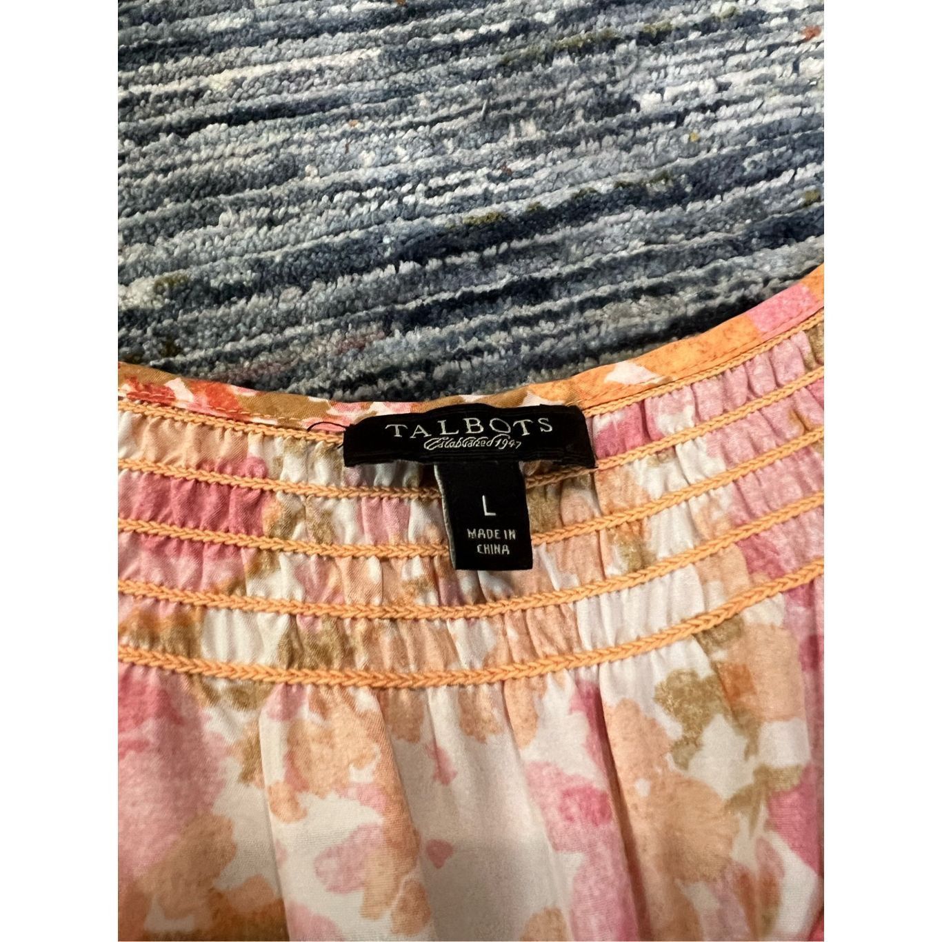 Other Talbots Dress Orange Pink Floral Print Cap Sleeve Cinched Wa Size L / US 10 / IT 46 - 4 Thumbnail
