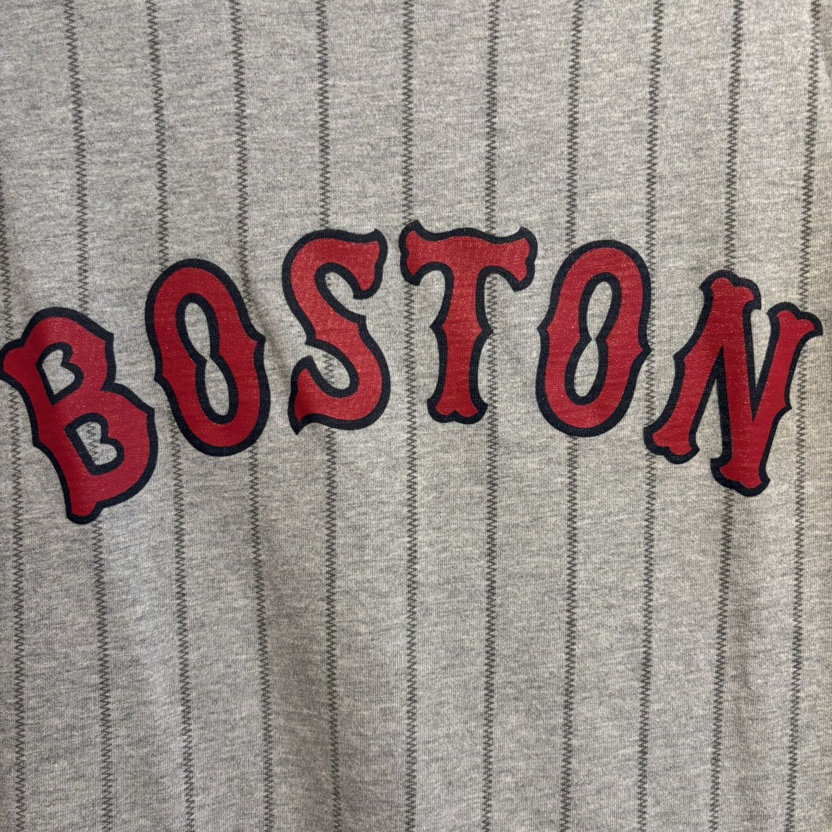 MLB × Mitchell & Ness Boston Red Sox Vintage Striped Gray T Shirt Size US L / EU 52-54 / 3 - 4 Thumbnail