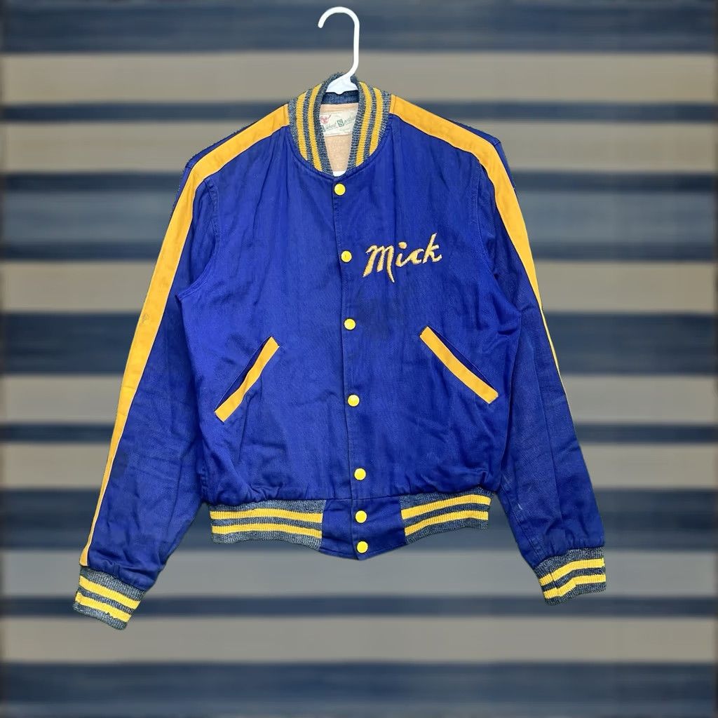 Vintage VINTAGE Joe Charles Sport Shop Chain Stitch Jacket Mens S Blue Gabardine Lined 1940s 50s Varsity College School Sports 40s Mens Size US S / EU 44-46 / 1 - 1 Thumbnail