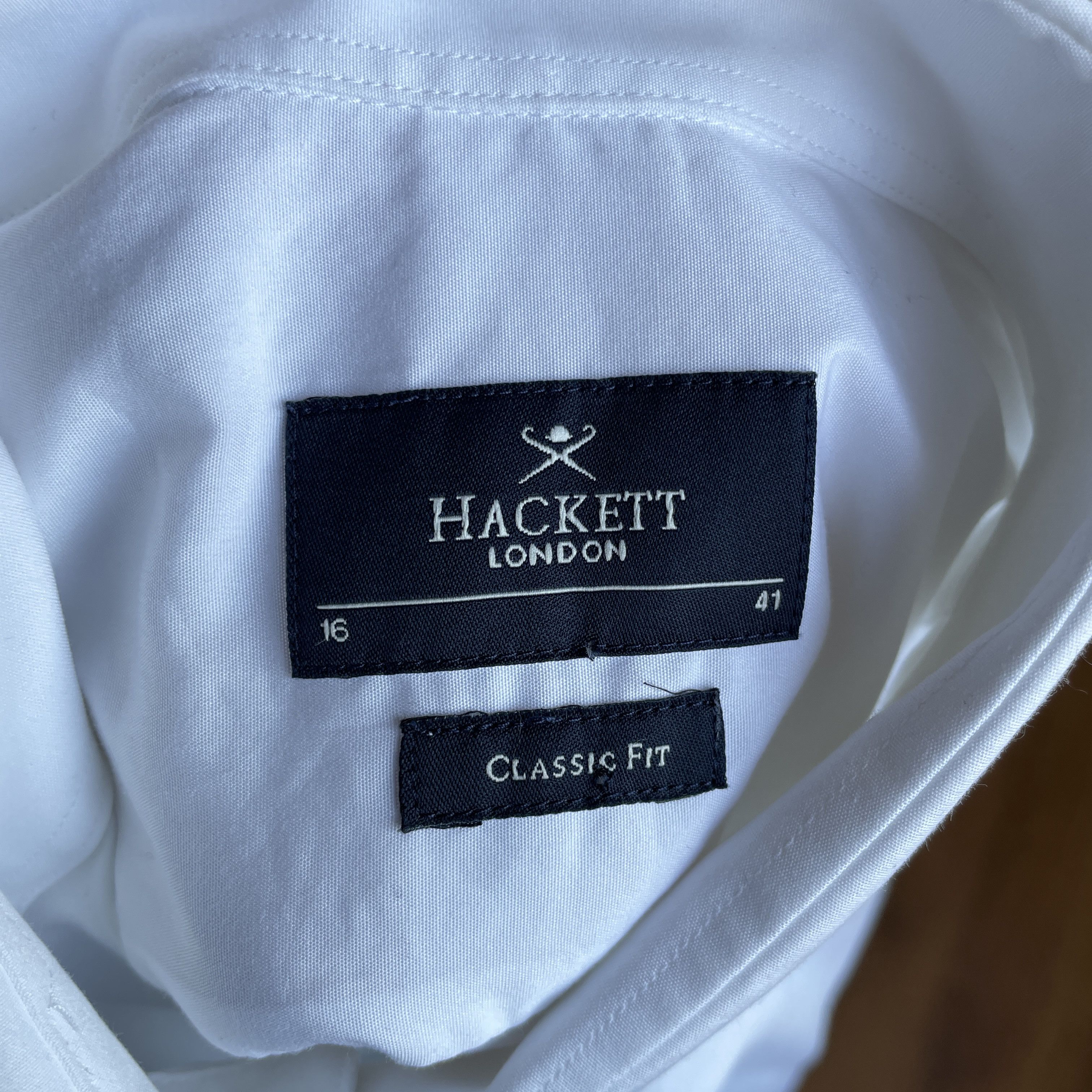 Hackett Hackett Poplin White Classic Fit Dress Shirt Size 41 Size 40R - 5 Thumbnail