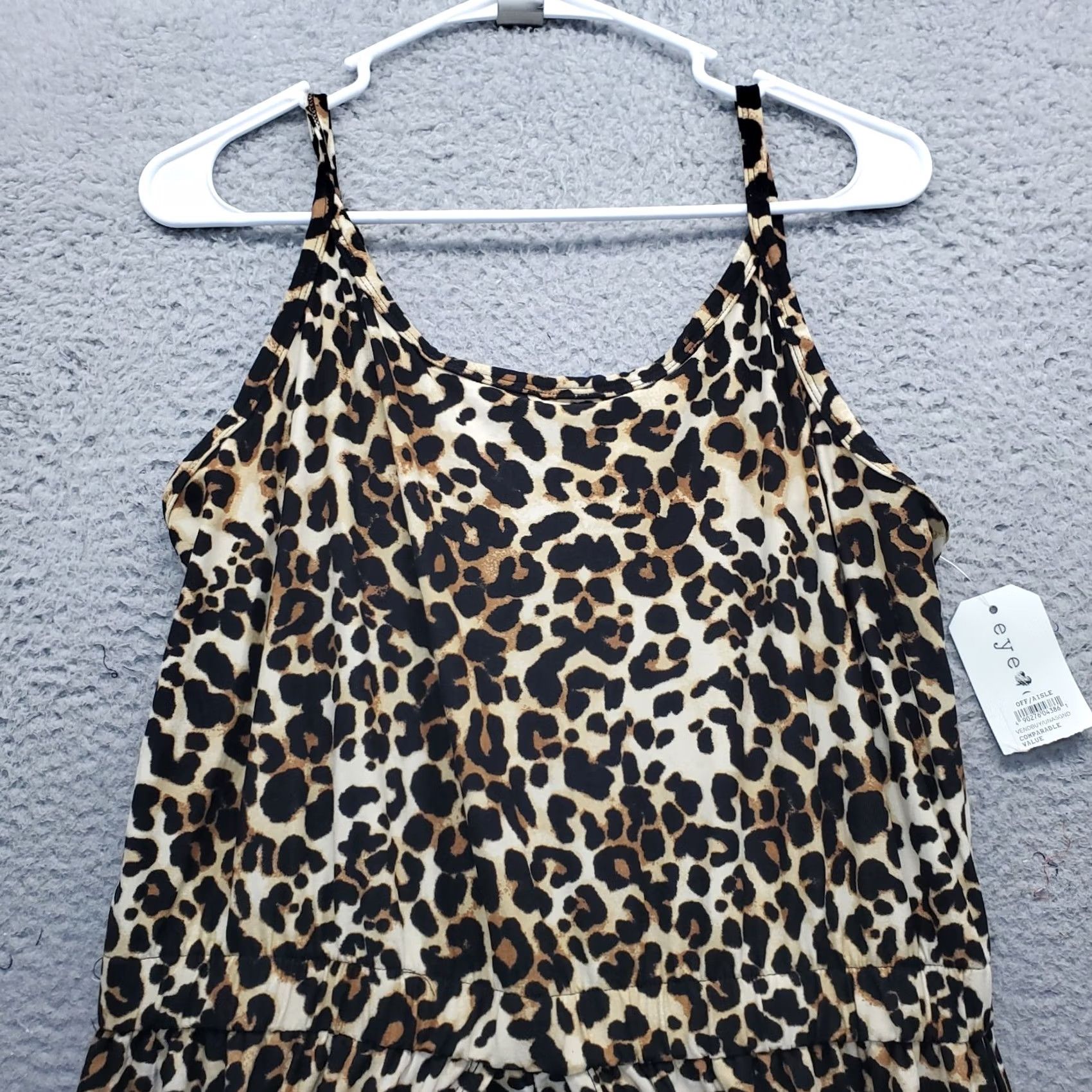 Vintage Eye Candy Romper Women 2X Multi Cheetah Print Stretch Empire Waist Waterfall Hem Size 40" / US 18 - 3 Thumbnail