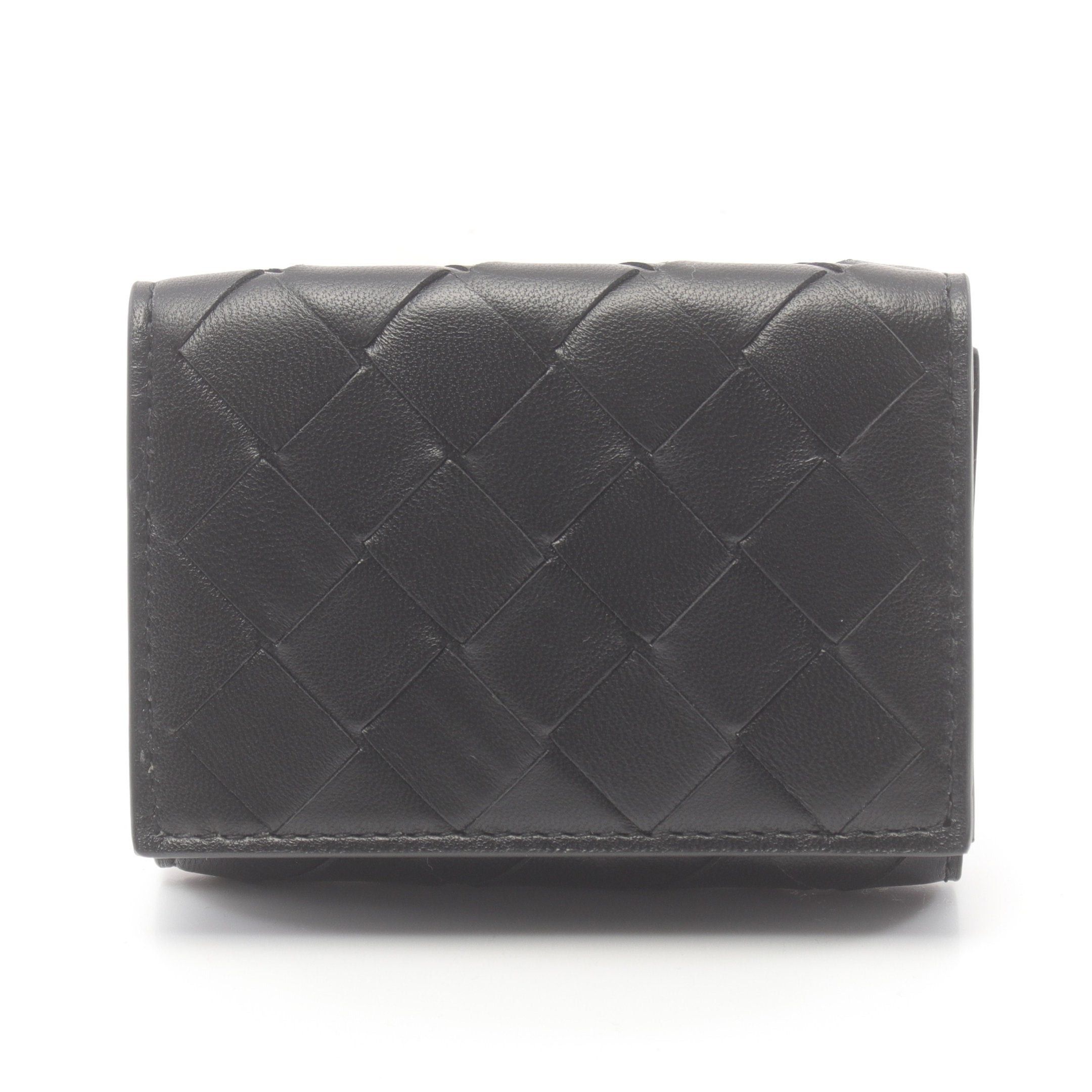 Bottega Veneta Bottega Veneta Intrecciato Trifold Wallet Compact Leather Black Size ONE SIZE - 1 Thumbnail