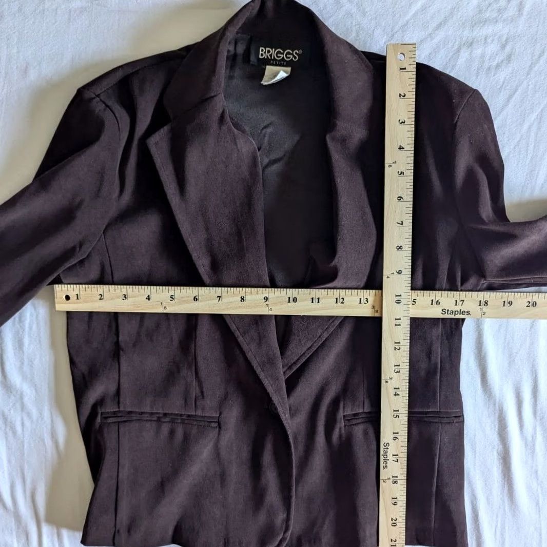 Vintage VINTAGE Briggs Petite Dark Brown Vegan Suede Single Button Blazer Jacket Womens Sz 6P Size M / US 6-8 / IT 42-44 - 3 Thumbnail