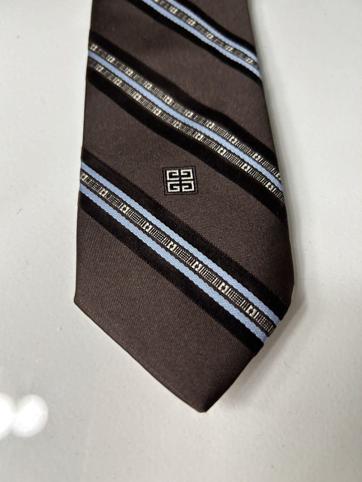 Givenchy Givenchy Brown and Blue Striped Neck Tie Size ONE SIZE - 2 Thumbnail