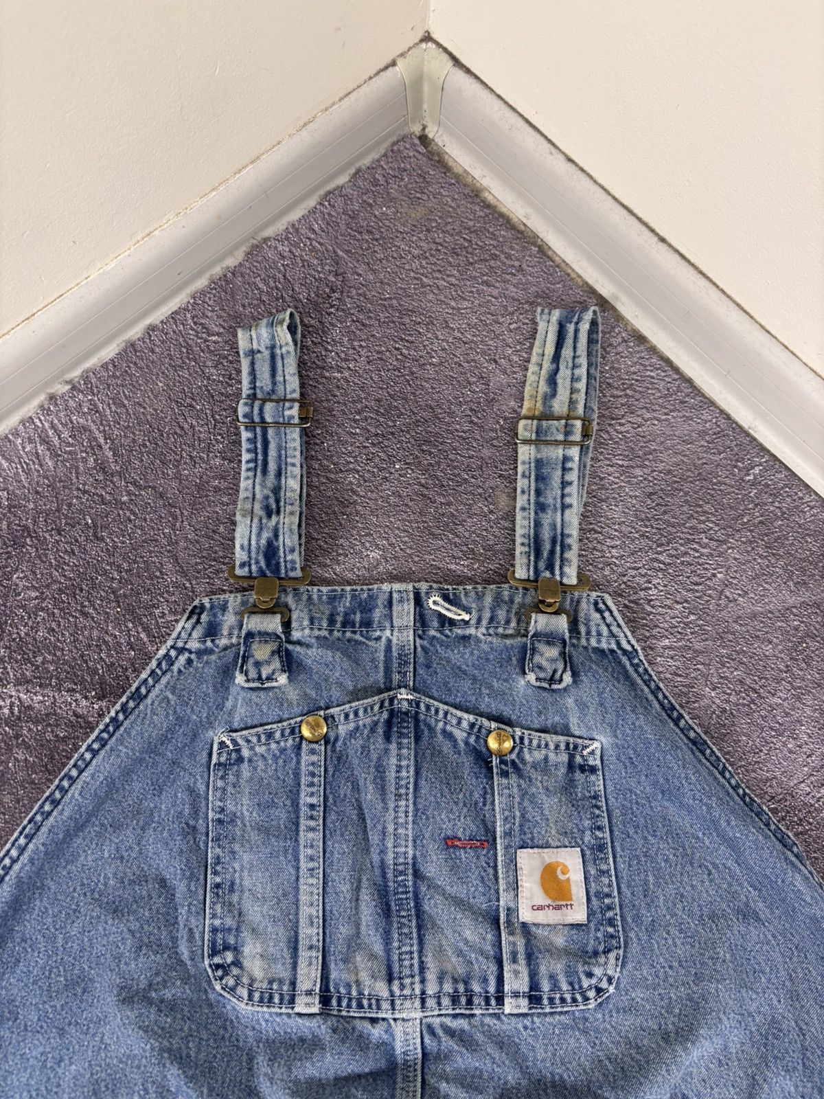 Carhartt Vintage Carhartt Bib Overalls USA Workwear Light Blue Denim Size US 44 / EU 60 - 13 Thumbnail