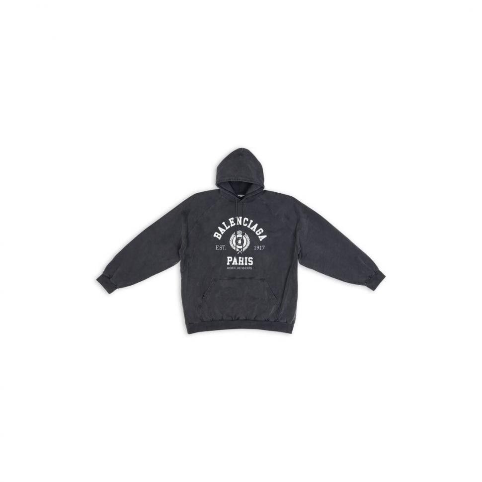 Balenciaga o1in1g0124 College 1917 Hoodie Oversized in Black Size US M / EU 48-50 / 2 - 5 Thumbnail
