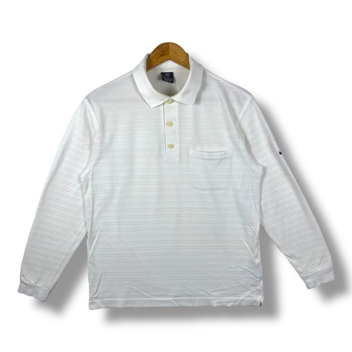 Nike Vintage 00's NIKE GOLF Striped Pocket Longsleeve Polo Tee Size US M / EU 48-50 / 2 - 1 Thumbnail