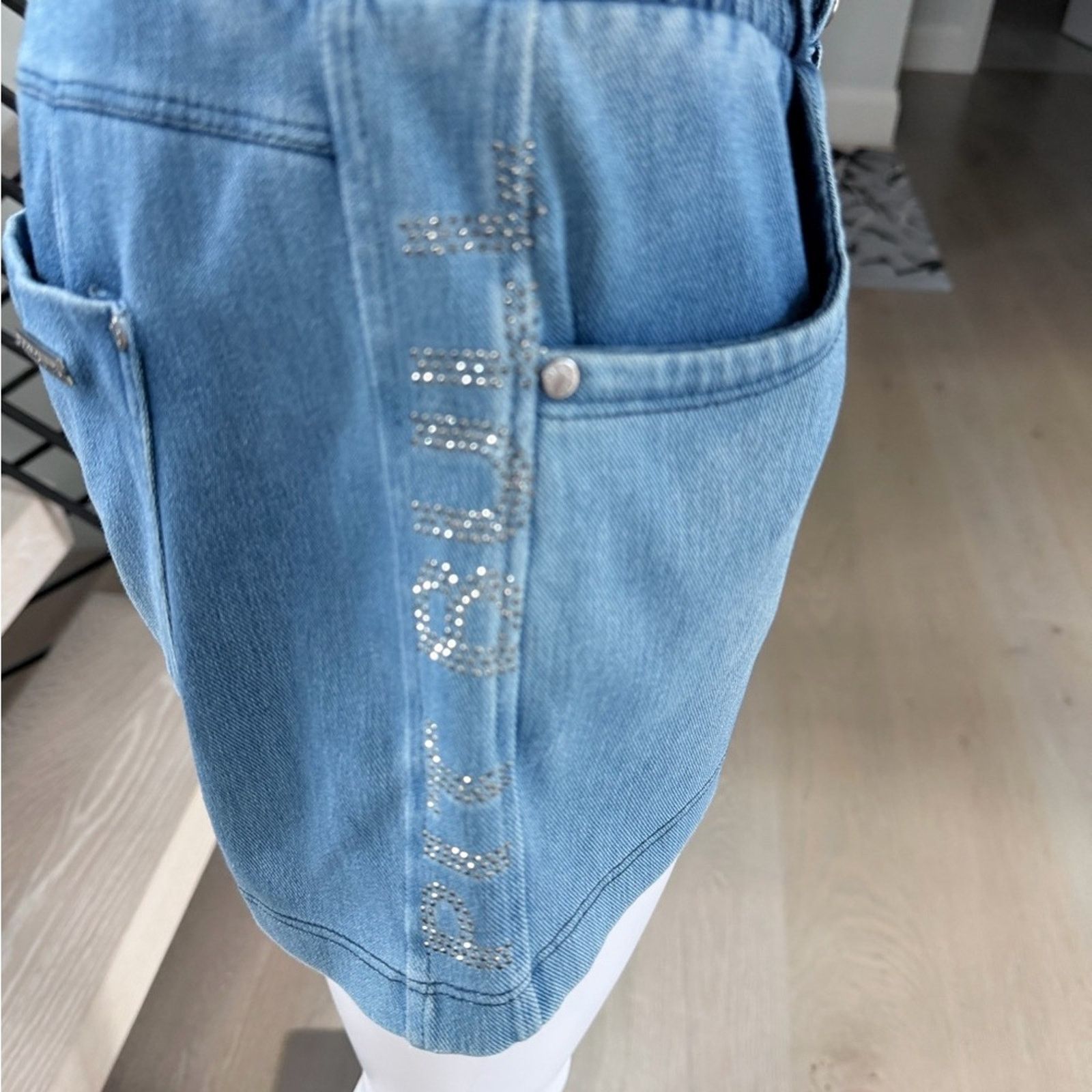 Other New Y2K Pitbull Blue Denim Jeans Shorts Butt sculpting Size 27" / US 4 / IT 40 - 2 Thumbnail