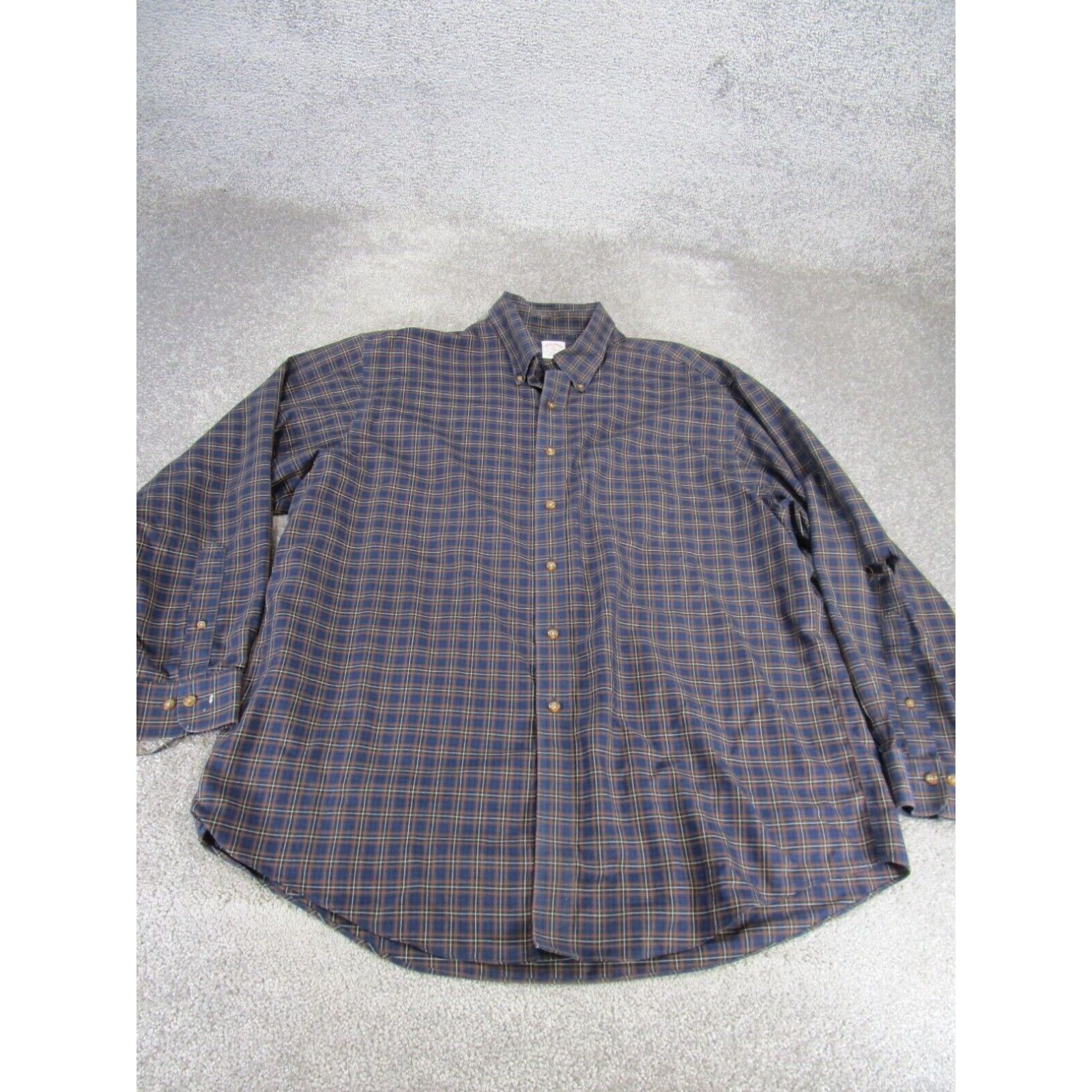 Brooks Brothers Mens Extra Large XL Brooks Brothers Shirt Button Up Blue Plaid Cotton Size US XL / EU 56 / 4 - 1 Thumbnail