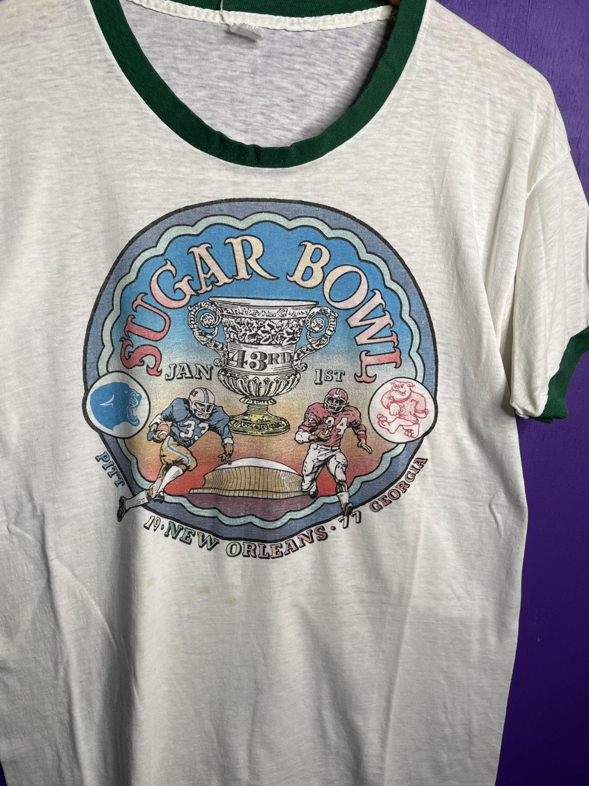 Vintage Vintage 1977 Sugar bowl Georgia vs Pitt ringer t-shirt Size US M / EU 48-50 / 2 - 3 Thumbnail