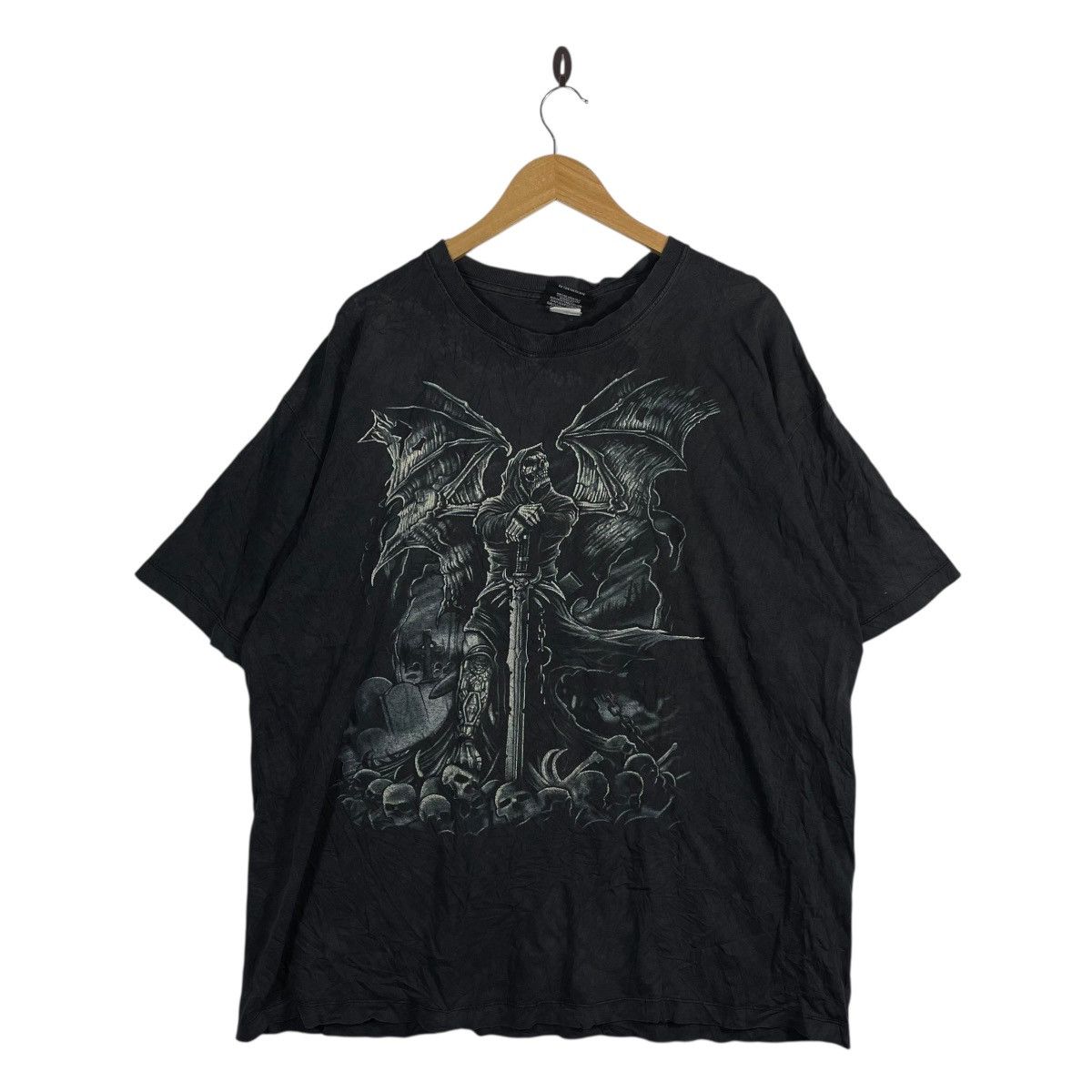 Vtg Dark Angel Gothic Graphic T-Shirt Fantasy Reaper Winged