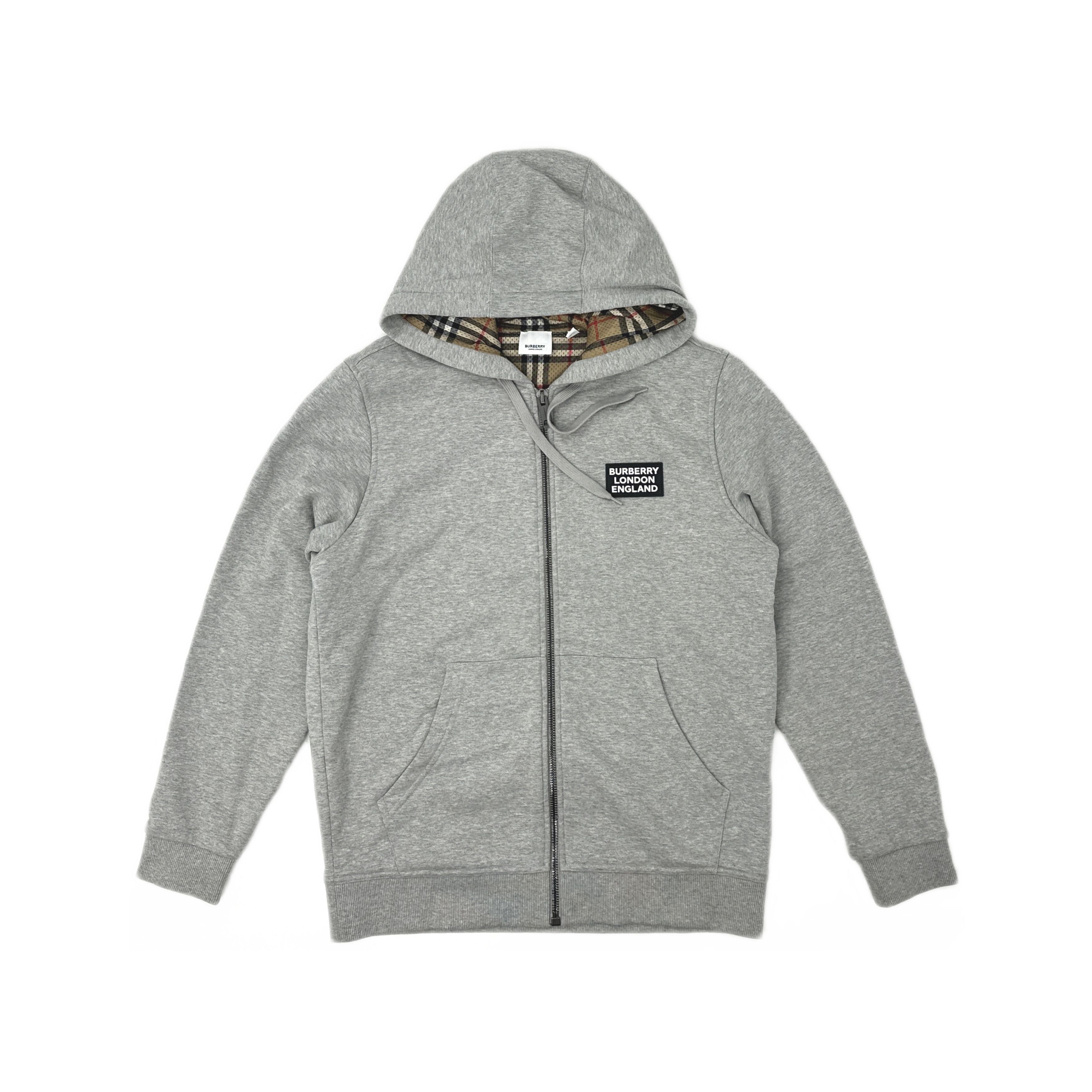 Burberry × Luxury Burberry Grey Nova Check Classic Logo Zip Up