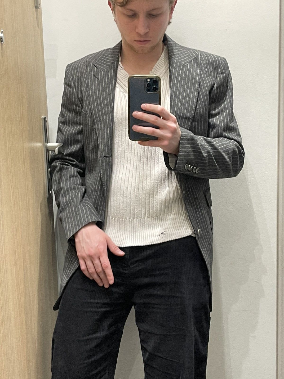 Suitsupply SS12 Suitsupply White Striped Grey Wool Casual Blazer Size 42S - 1 Thumbnail