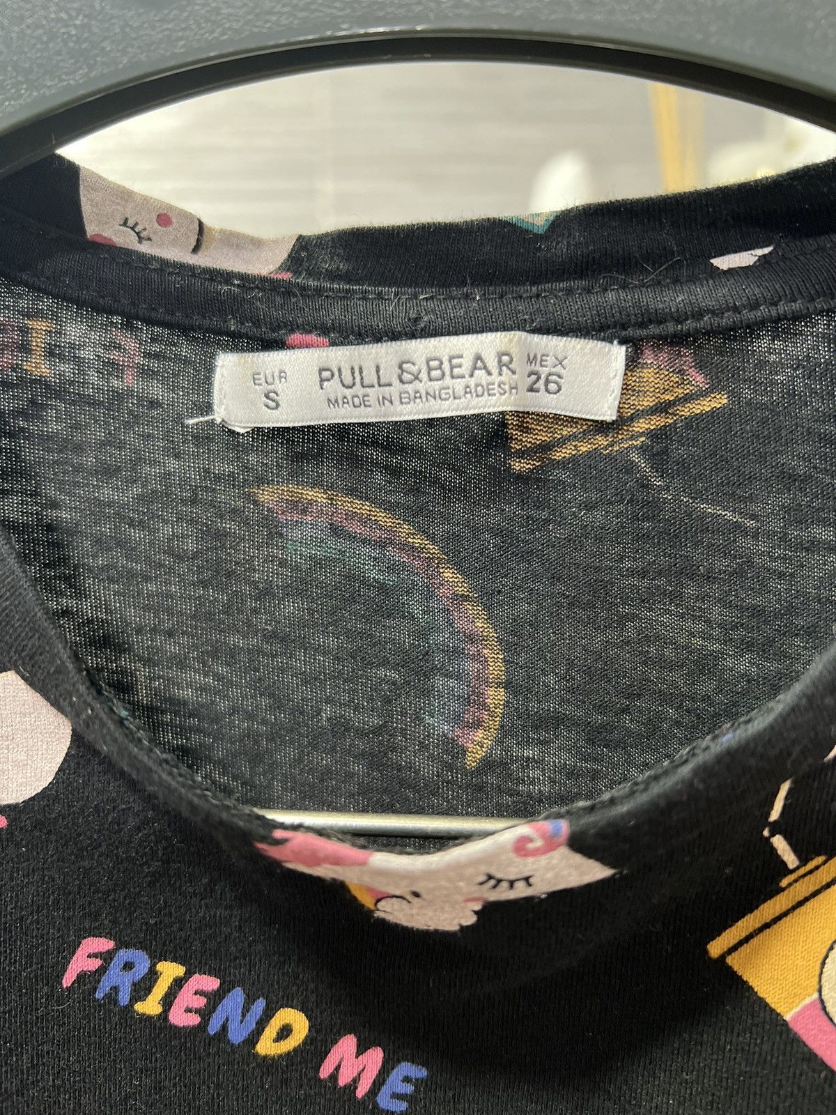 Pull & Bear Pull & Bear Women's Black Cotton Unicorn & Rainbow Print Size S / US 4 / IT 40 - 5 Thumbnail