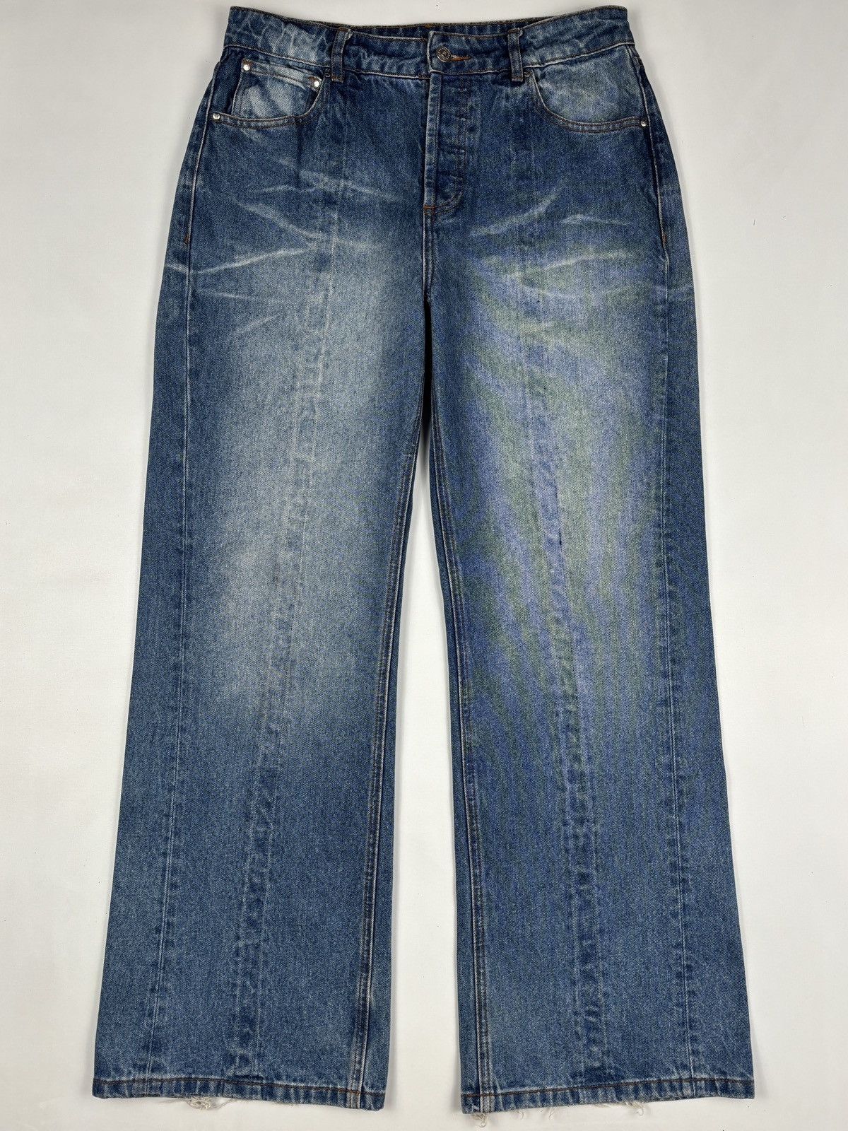 Y/Project Distressed Blue Wash Baggy Fit Denim Jeans Size US 32 / EU 48 - 1 Thumbnail
