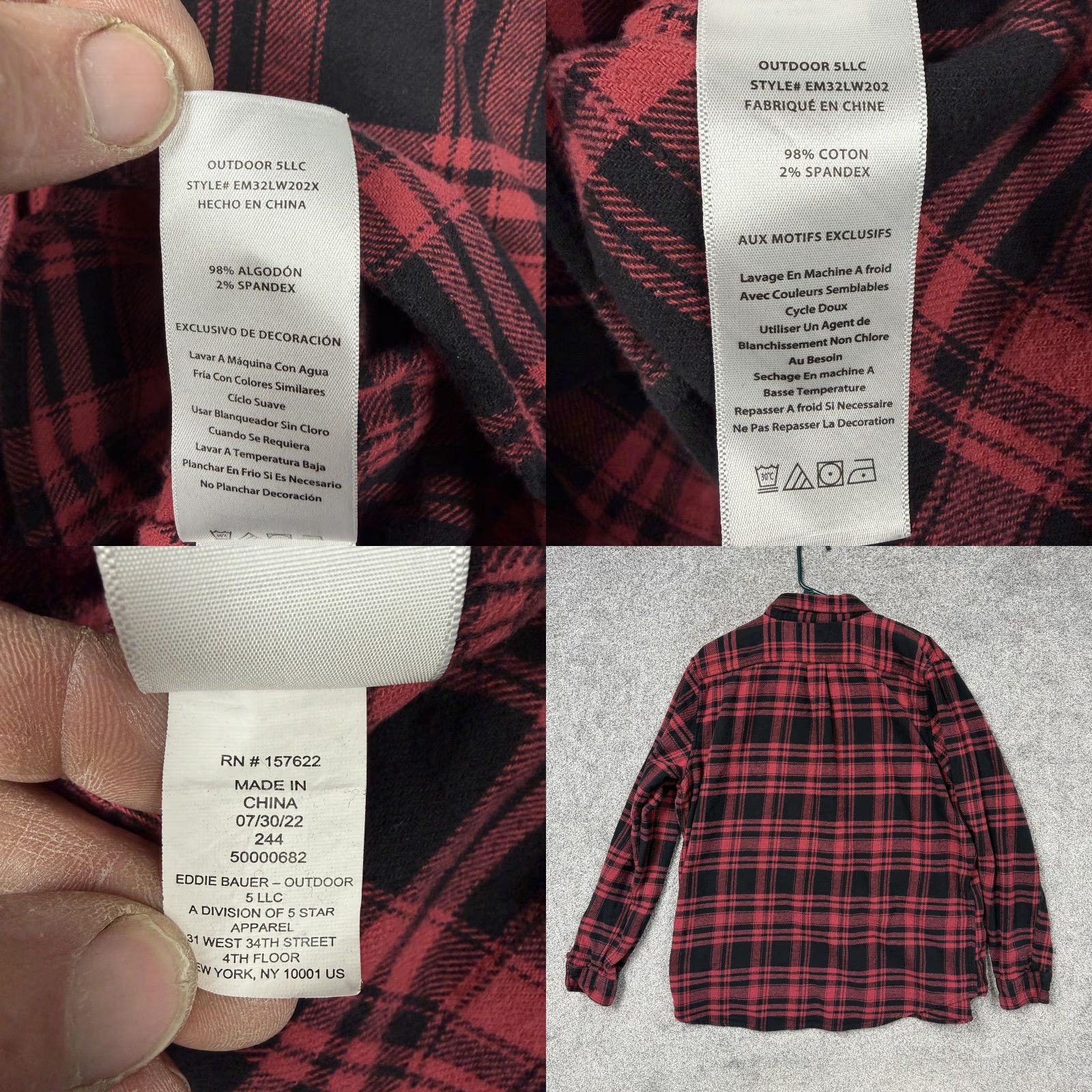 Eddie Bauer Eddie Bauer Flannel Shirt Men XLT Red Black Plaid Button-Down Collar Long Sleeve Casual Fall Winter Size US XL / EU 56 / 4 - 8 Thumbnail