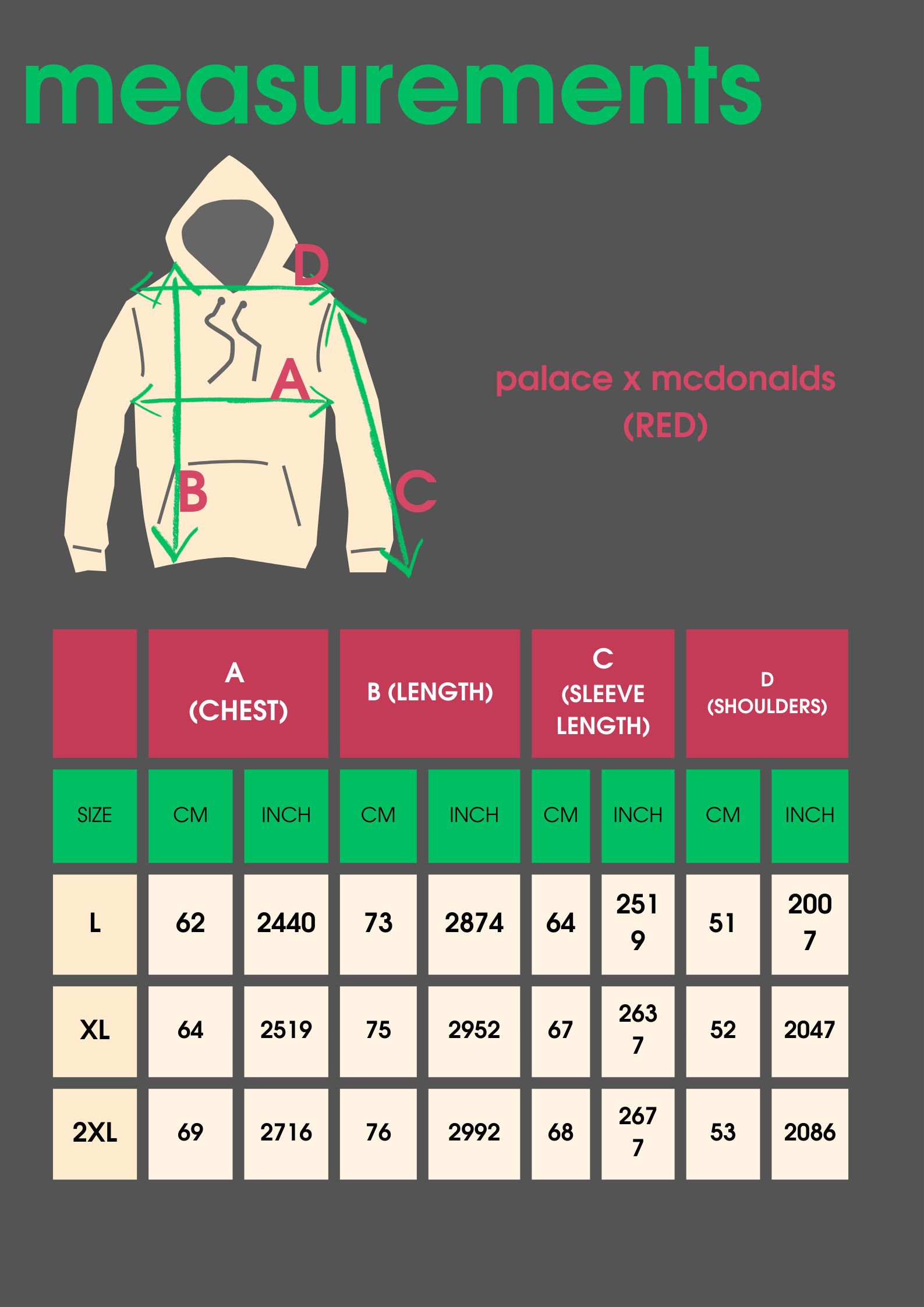 Palace Palace X McDonald's LOGO HOOD RED SIZE L Size US L / EU 52-54 / 3 - 4 Thumbnail