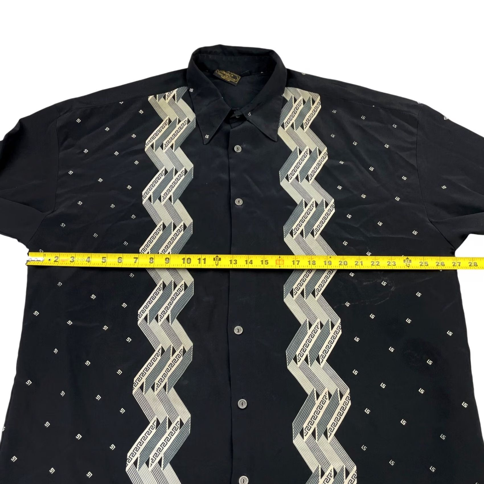 Vintage VINTAGE Monzini Shirt Geometric Baroque Black 2XL Long Sleeve Button-Up USA Mens Size US XXL / EU 58 / 5 - 7 Thumbnail