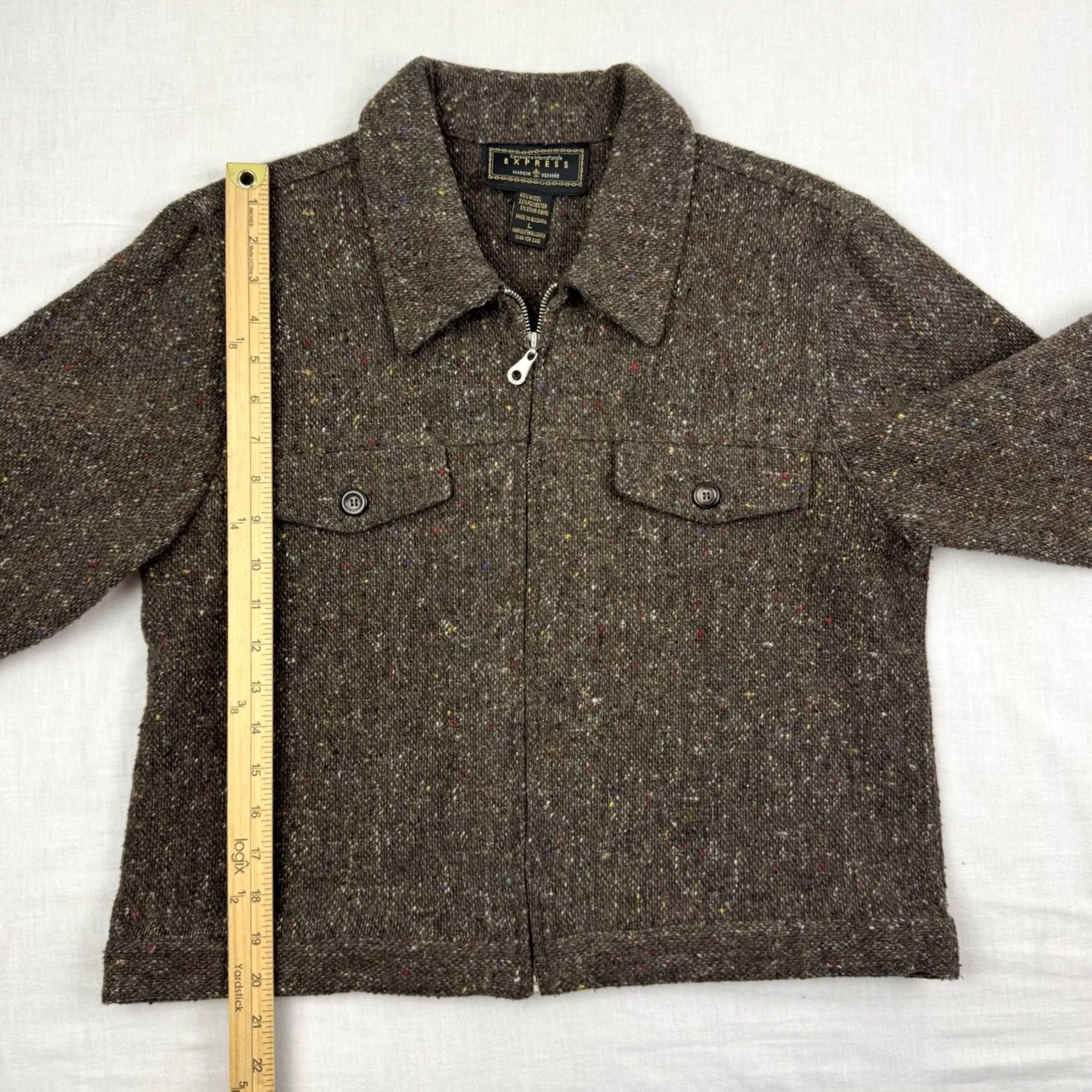 Express VINTAGE Express Wool Blend Full Zip Jacket Womens L Brown Hipster 90s Y2K Collared Mens? Size L / US 10 / IT 46 - 5 Thumbnail
