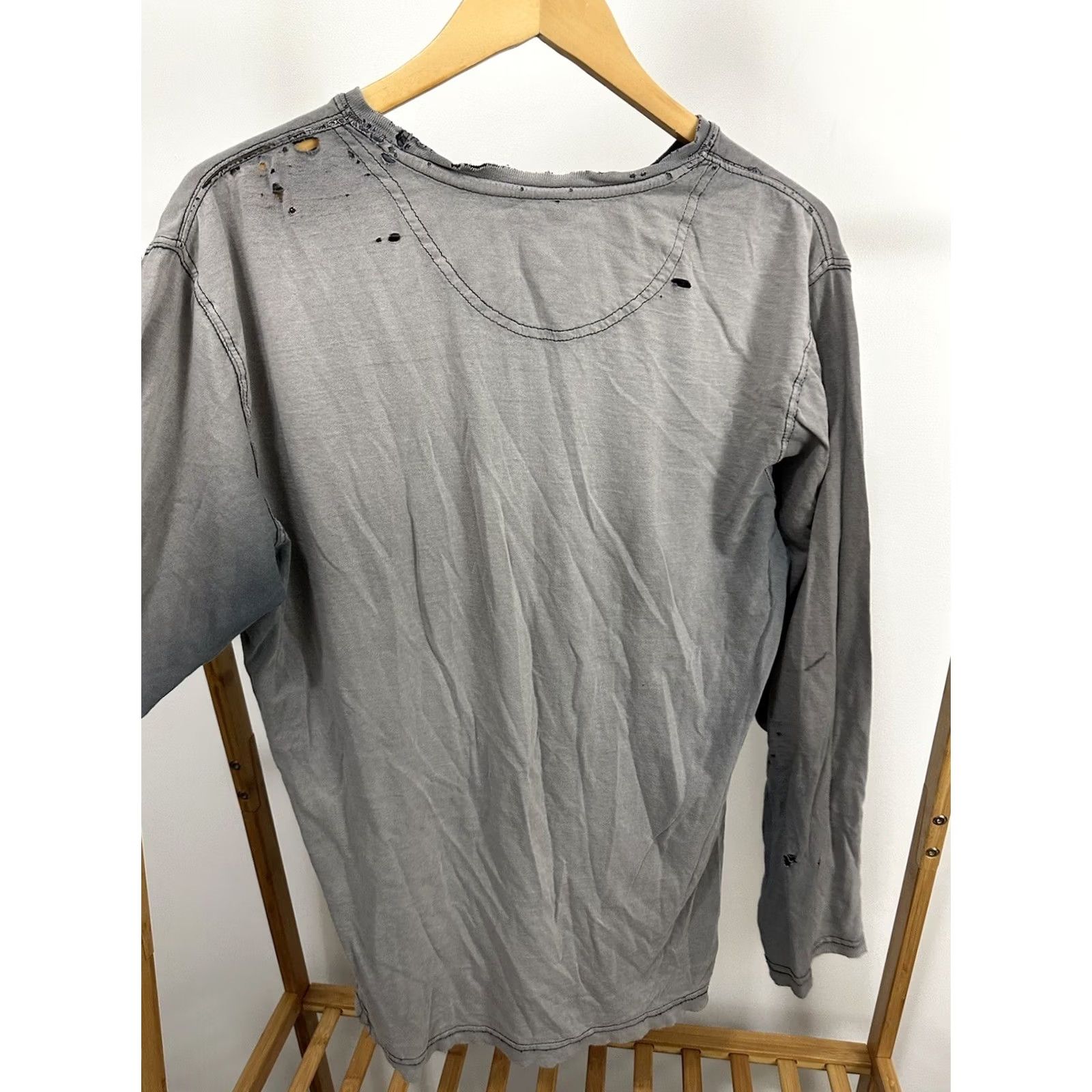 Weatherproof VTG Weatherproof T-Shirt Mens L Gray/Navy Distressed Grunge WIP Workwear Thrashed Cotton Shirt Size US L / EU 52-54 / 3 - 4 Thumbnail