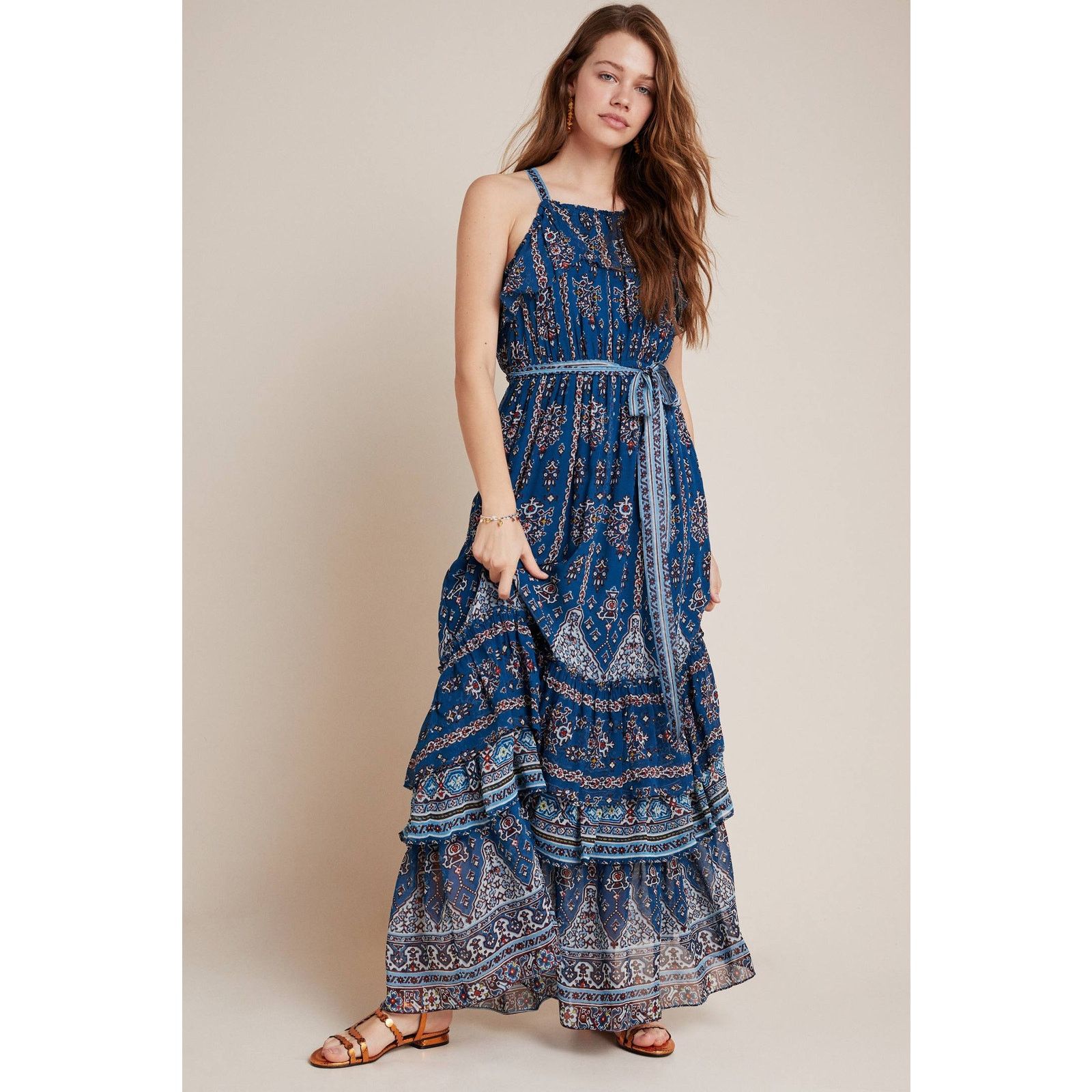 Anthropologie New Anthropologie Sasha Ruffled Tiered Maxi Dress $198 SMALL Size S / US 4 / IT 40 - 1 Thumbnail