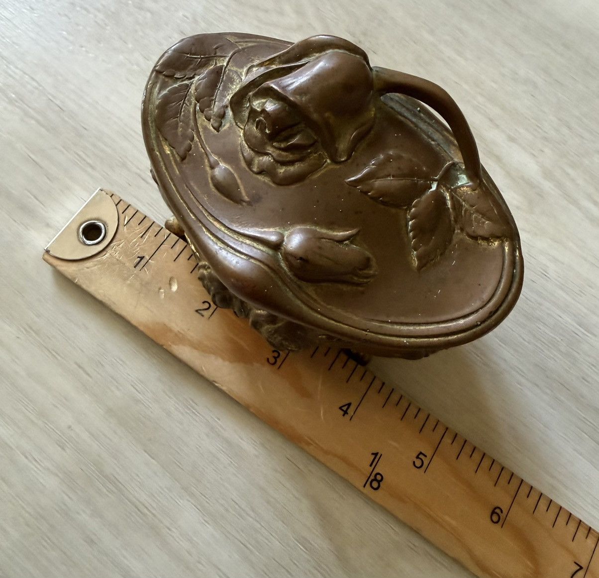 Vintage Antique Rose Jewelry Casket Victorian Deco Brass Size ONE SIZE - 6 Thumbnail