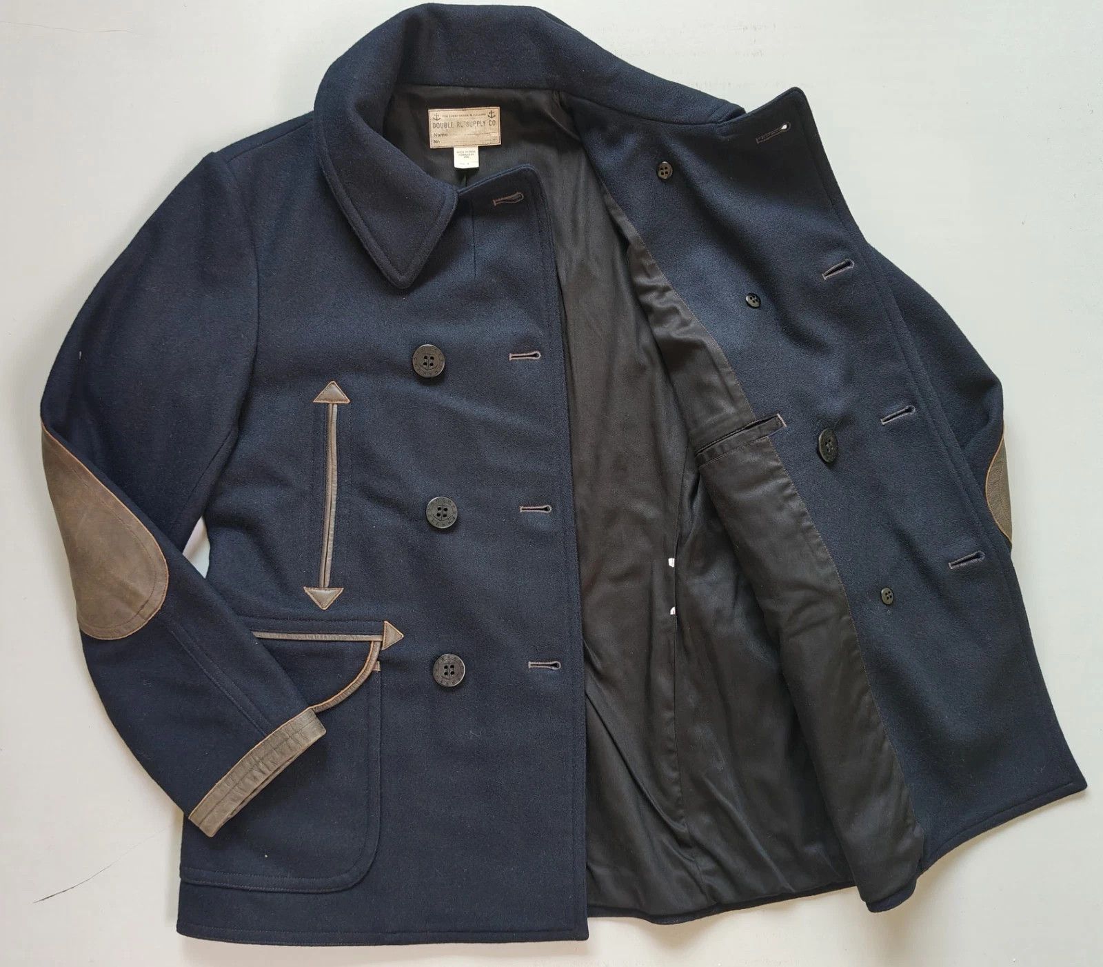 RRL Ralph Lauren Double RL Leather-Trim Peacoat FTP / 9505 Size US M / EU 48-50 / 2 - 9 Thumbnail