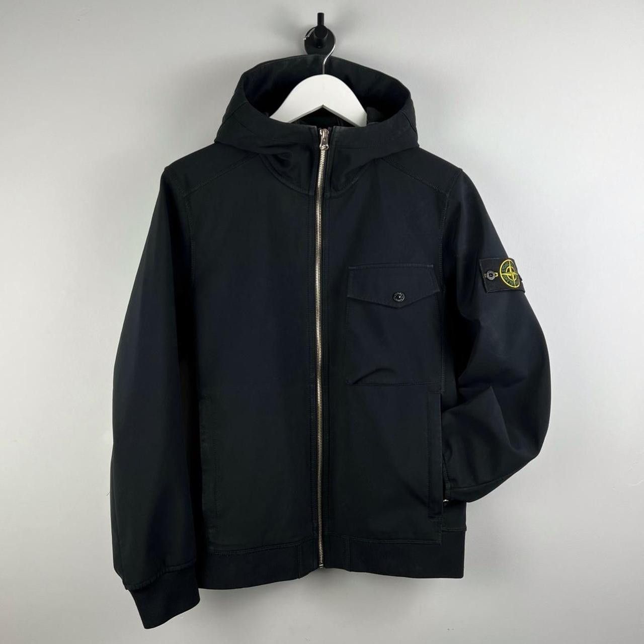 image of Stone Island Soft Shell R Jacket in Black, Men's (Size Small)