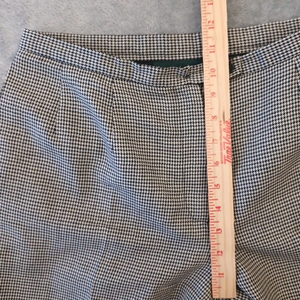 Vintage Harve Benard Dress Pants Womens Size 10 Black Houndstooth Wool Pleated Lined Size 32" / US 10 / IT 46 - 3 Thumbnail
