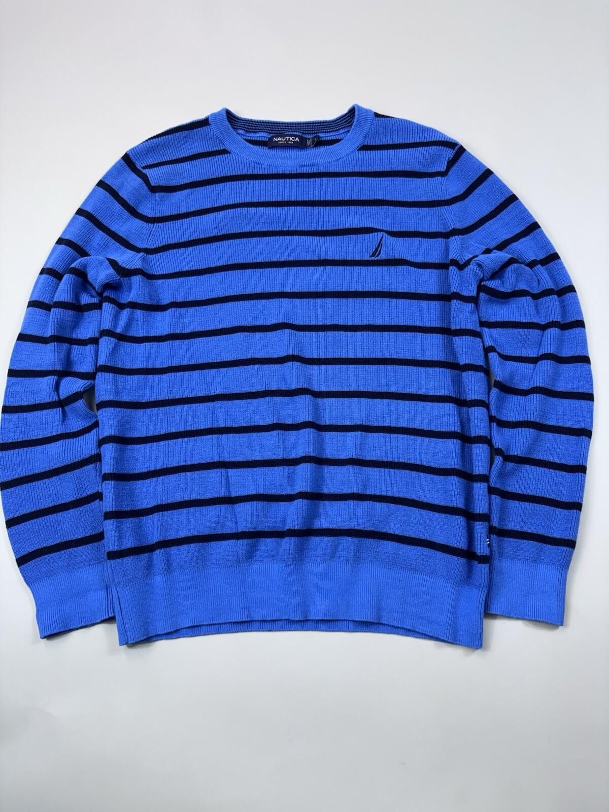 Nautica Nautica Men’s Crew-Neck Blue Striped Knit Sweater Size M Size US M / EU 48-50 / 2 - 1 Thumbnail