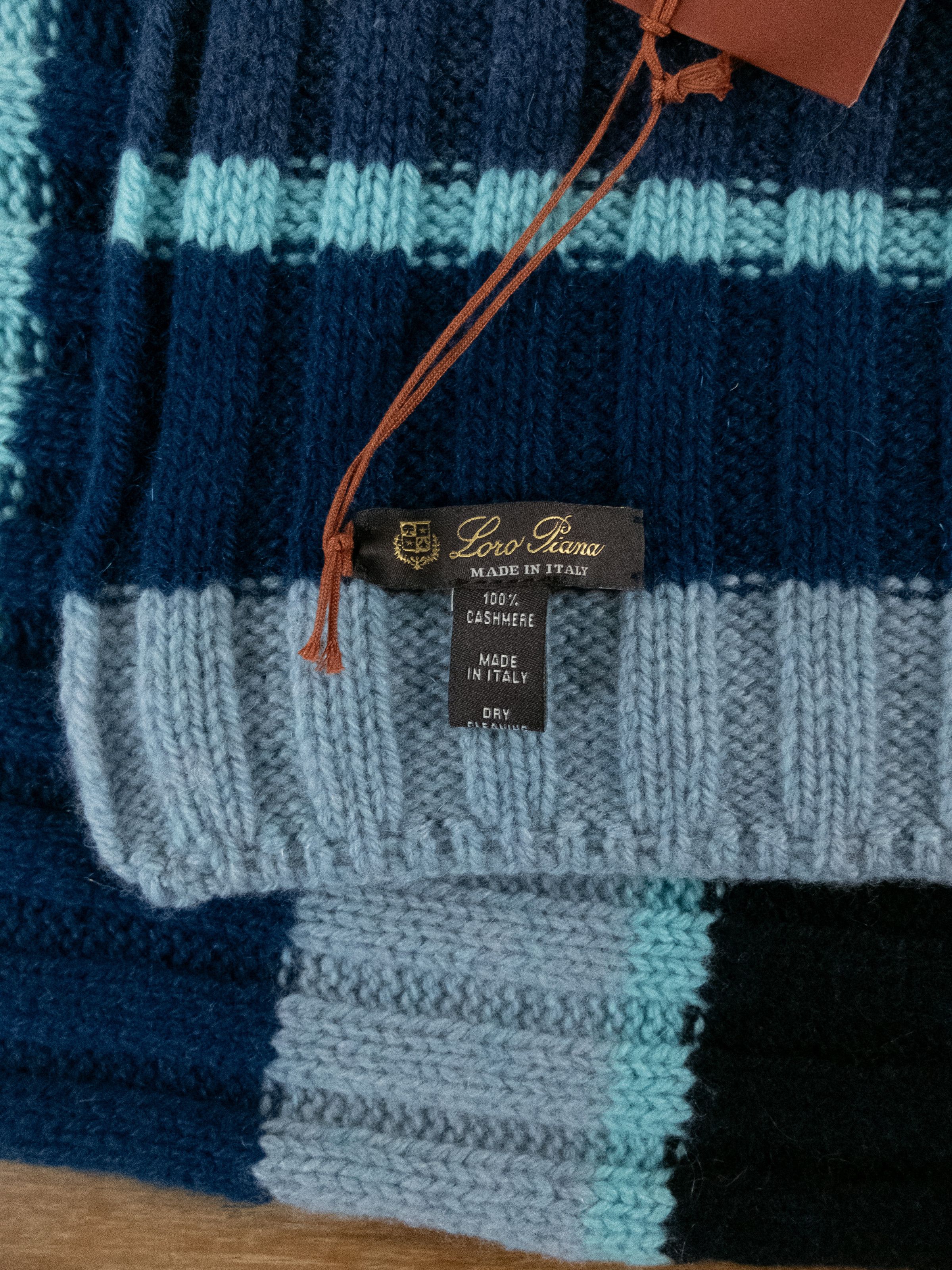 Loro Piana LORO PIANA Deer Valley navy blue knit pure cashmere scarf Size ONE SIZE - 4 Thumbnail